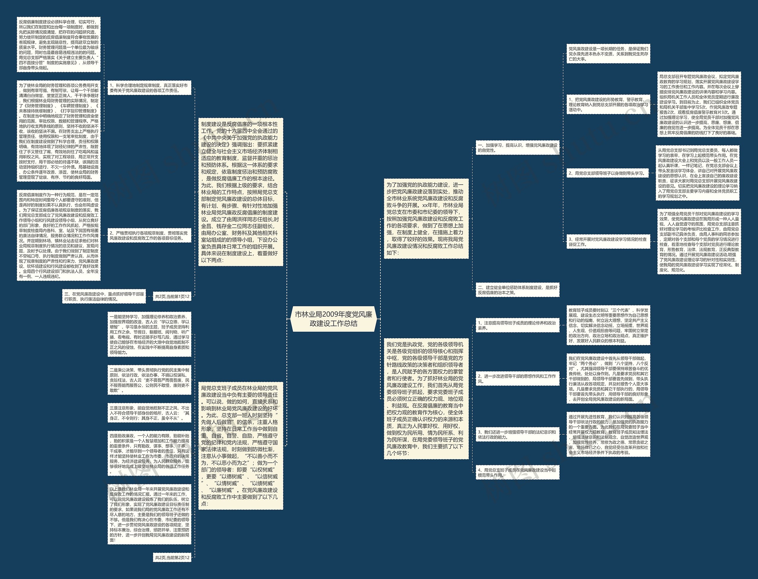 市林业局2009年度党风廉政建设工作总结思维导图