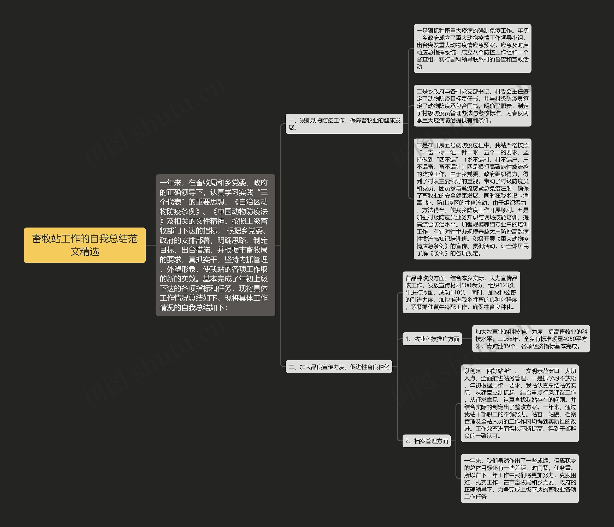 畜牧站工作的自我总结范文精选思维导图