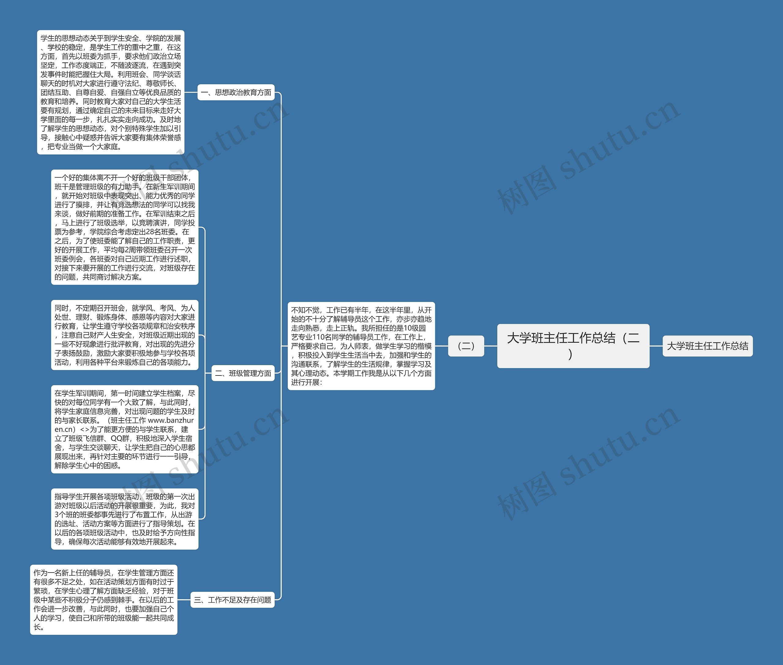大学班主任工作总结（二）思维导图