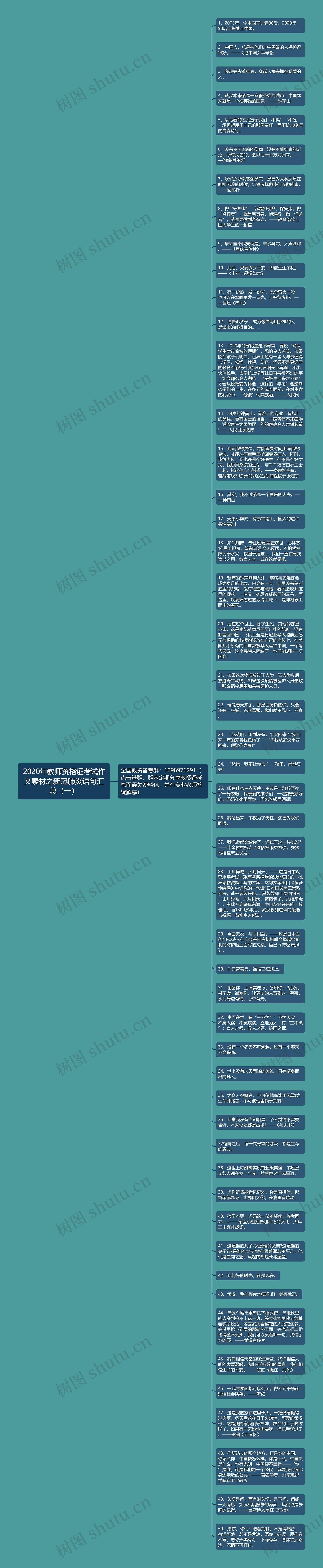 2020年教师资格证考试作文素材之新冠肺炎语句汇总（一）思维导图