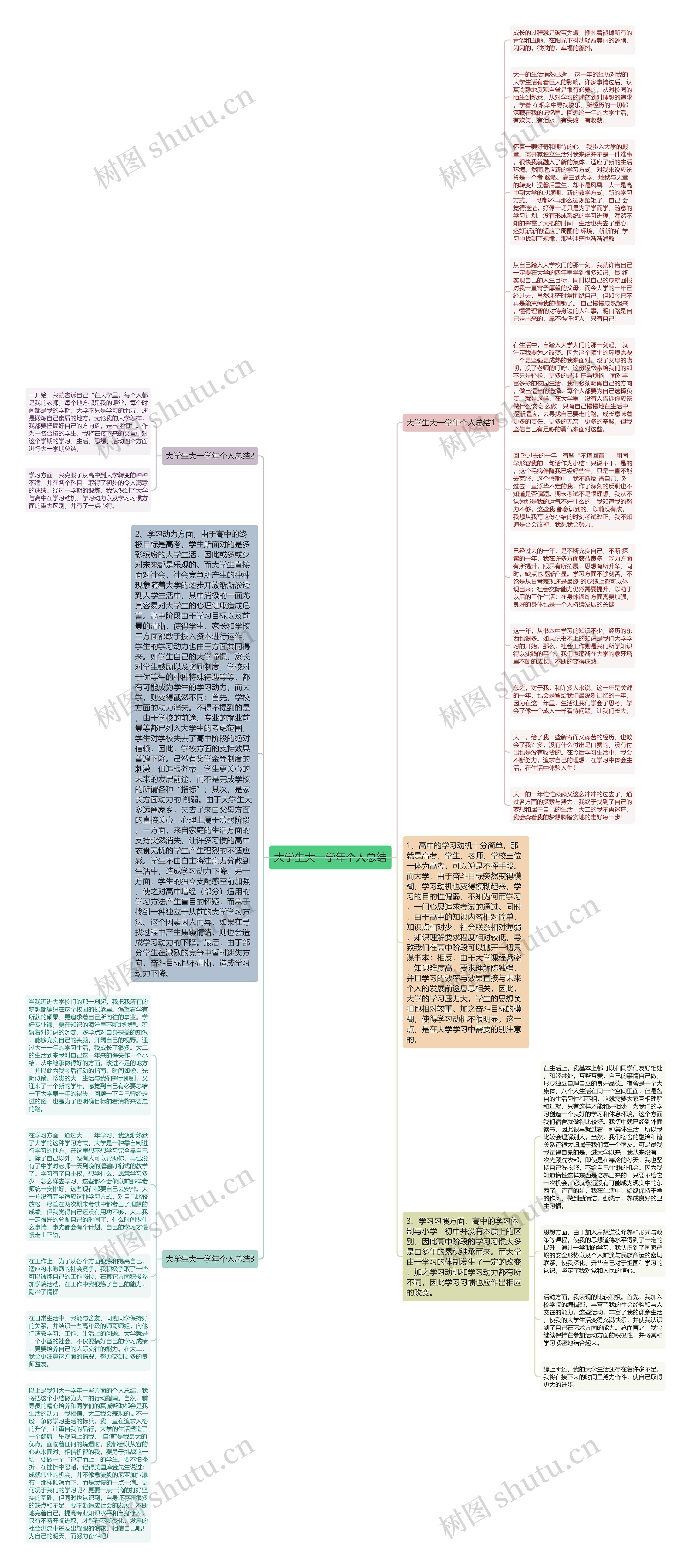 大学生大一学年个人总结思维导图