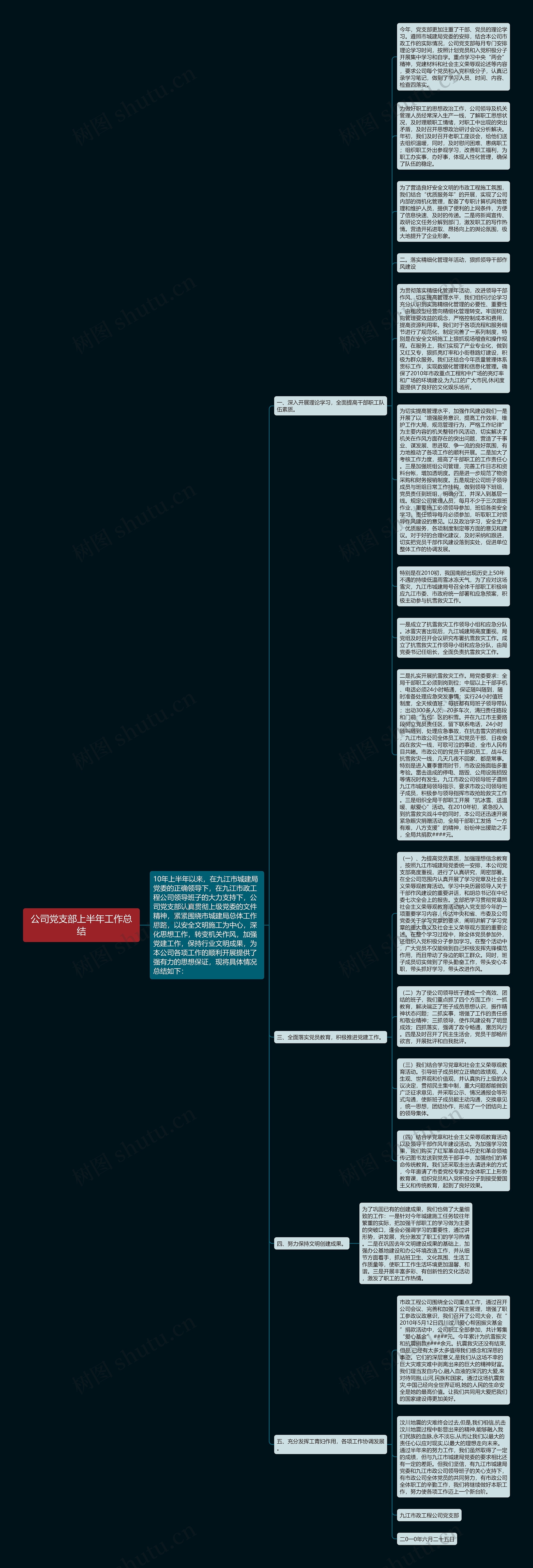 公司党支部上半年工作总结思维导图