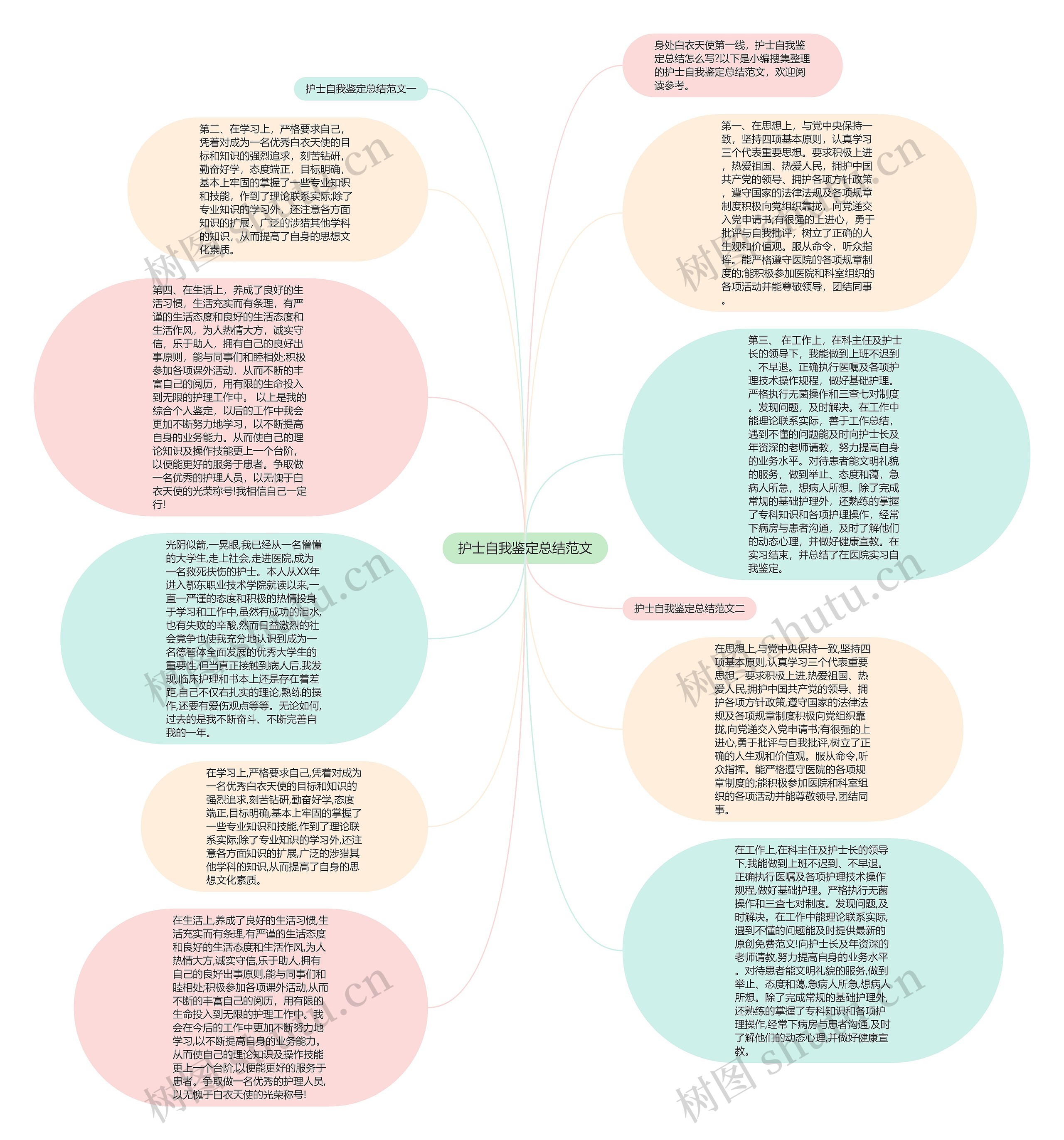 护士自我鉴定总结范文思维导图