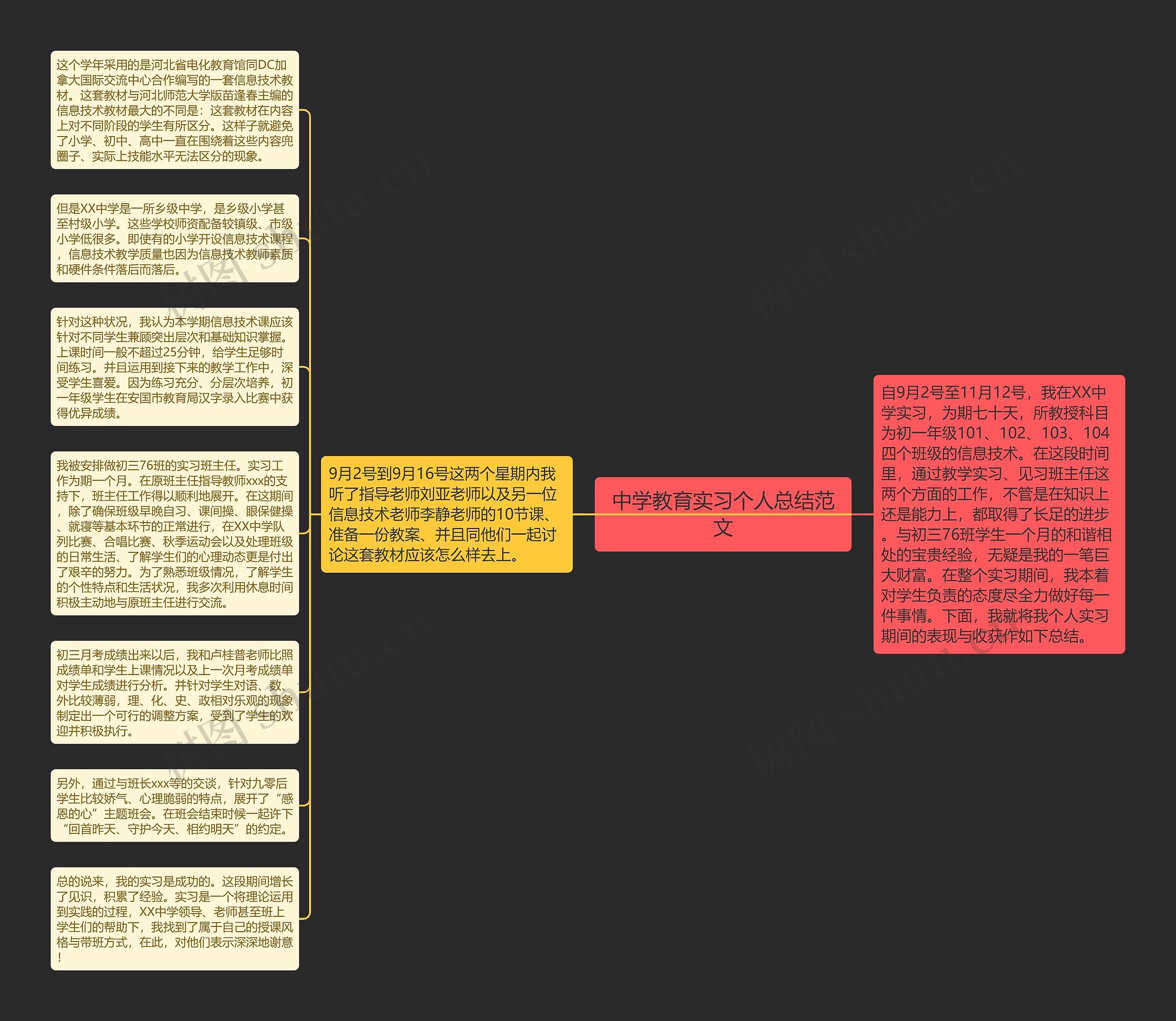 中学教育实习个人总结范文思维导图