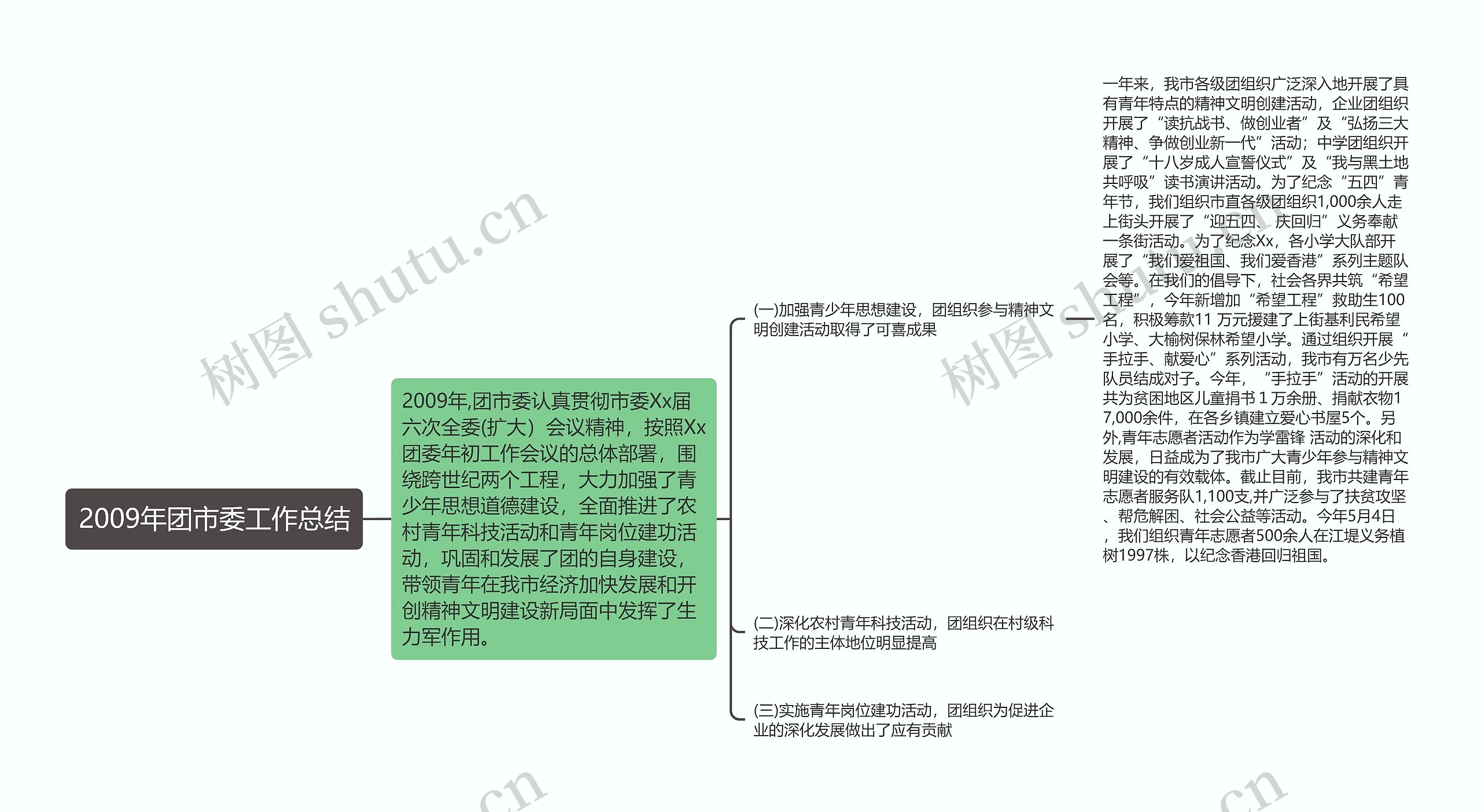 2009年团市委工作总结思维导图