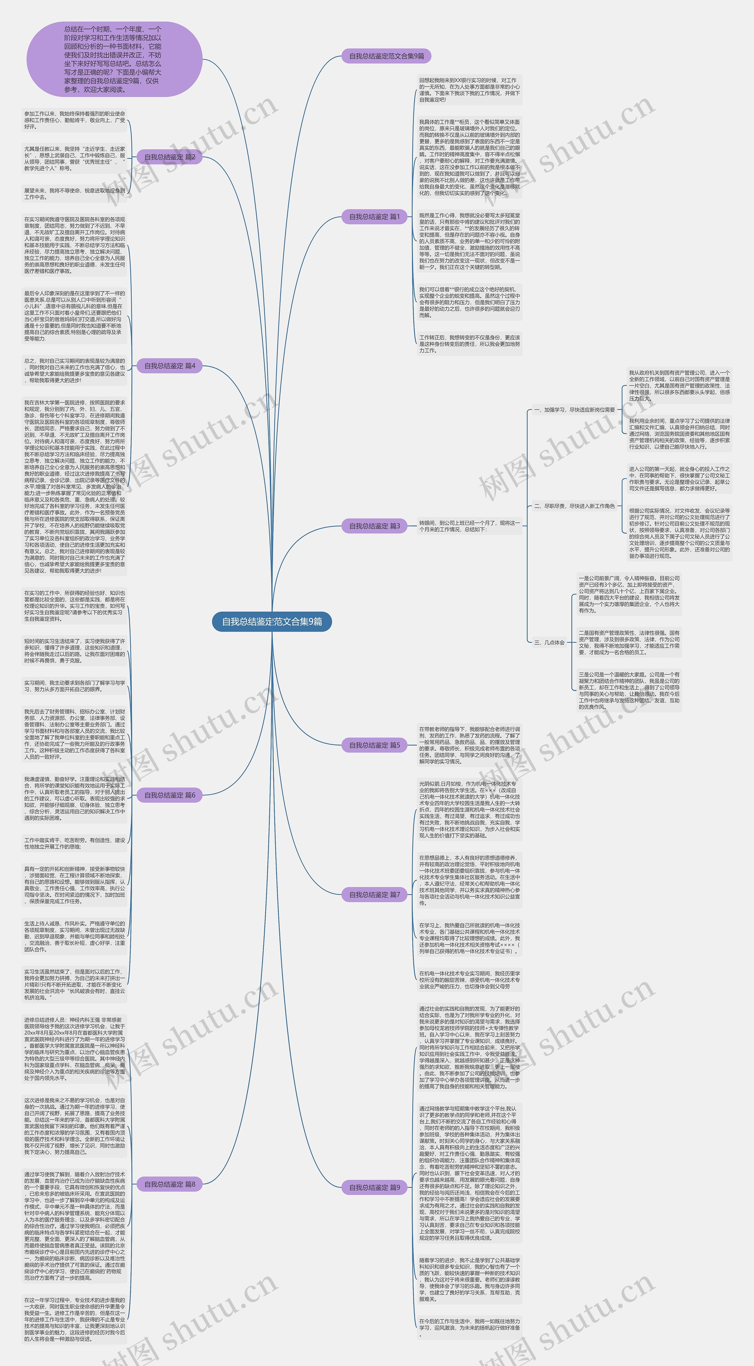 自我总结鉴定范文合集9篇思维导图