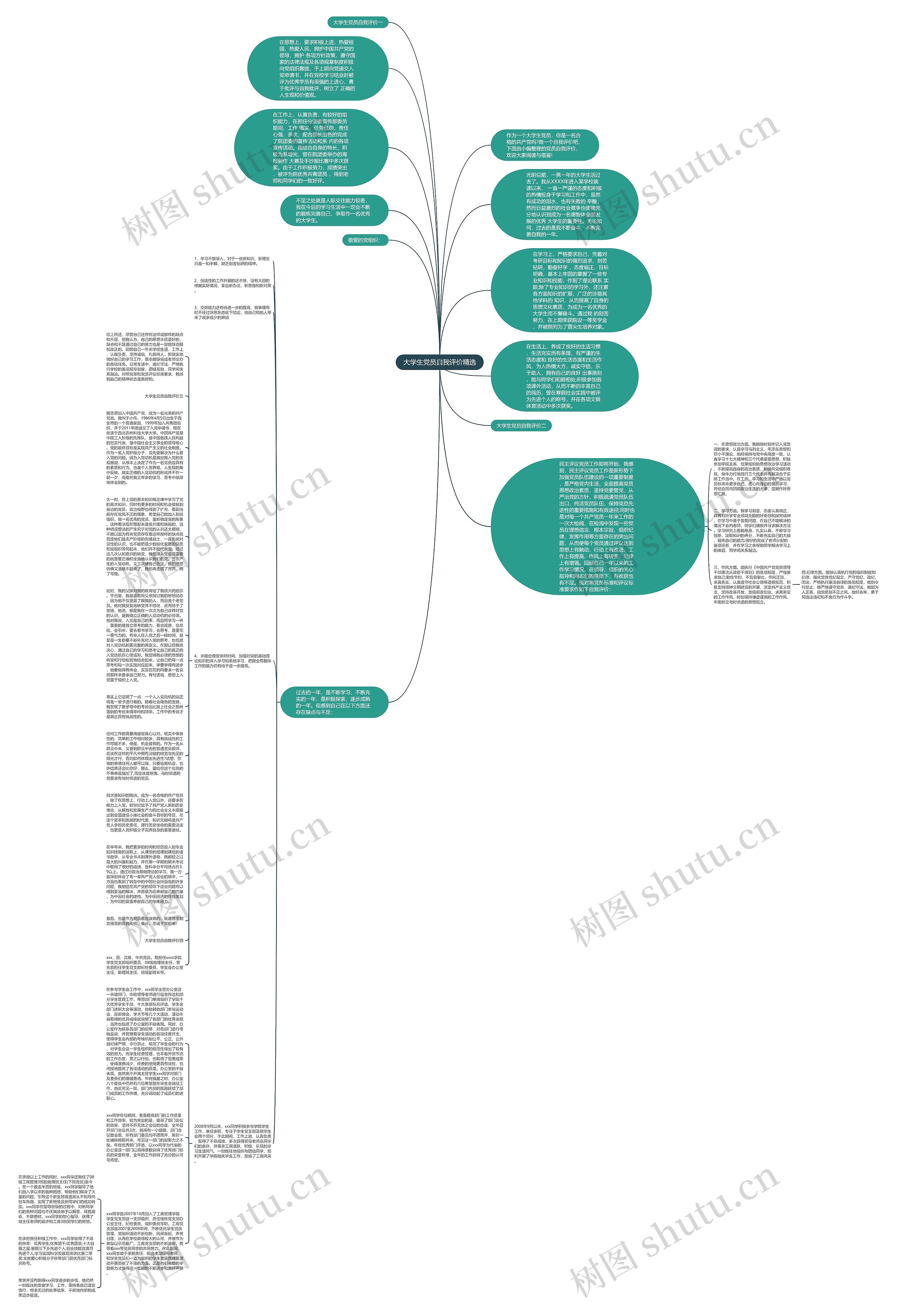 大学生党员自我评价精选思维导图