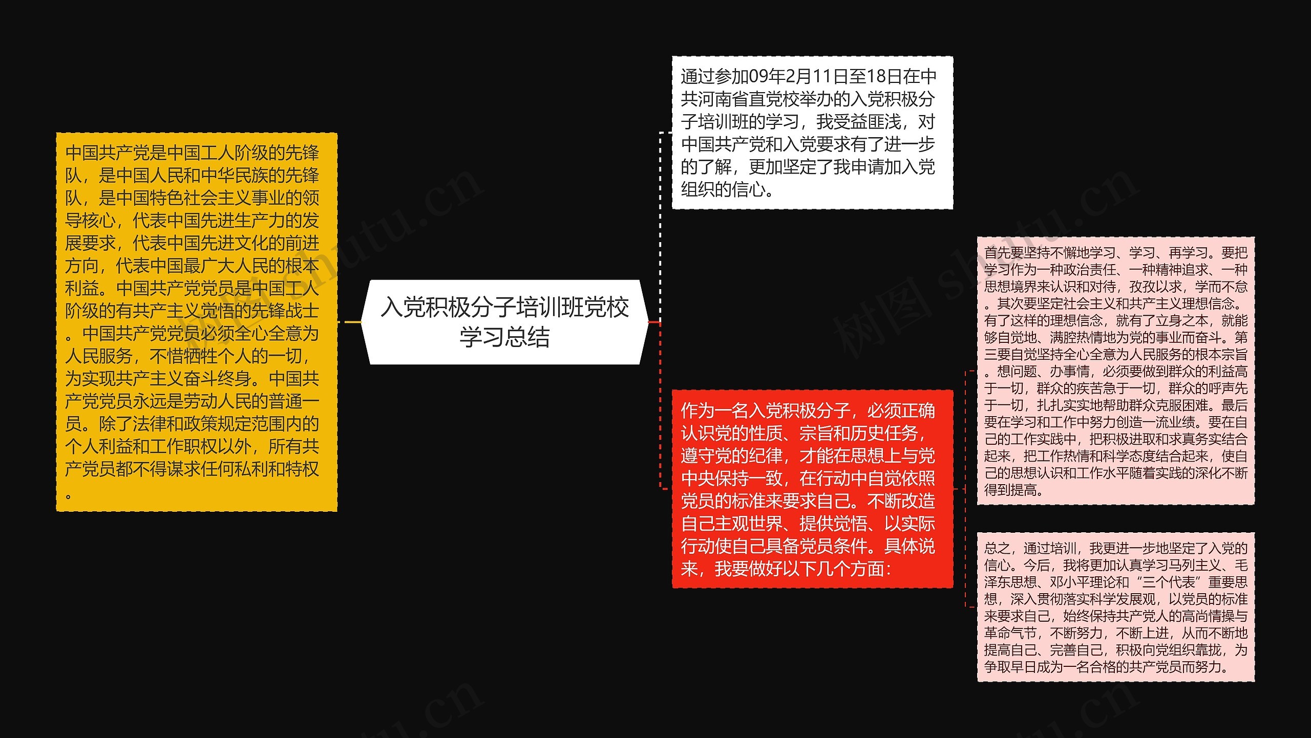 入党积极分子培训班党校学习总结思维导图