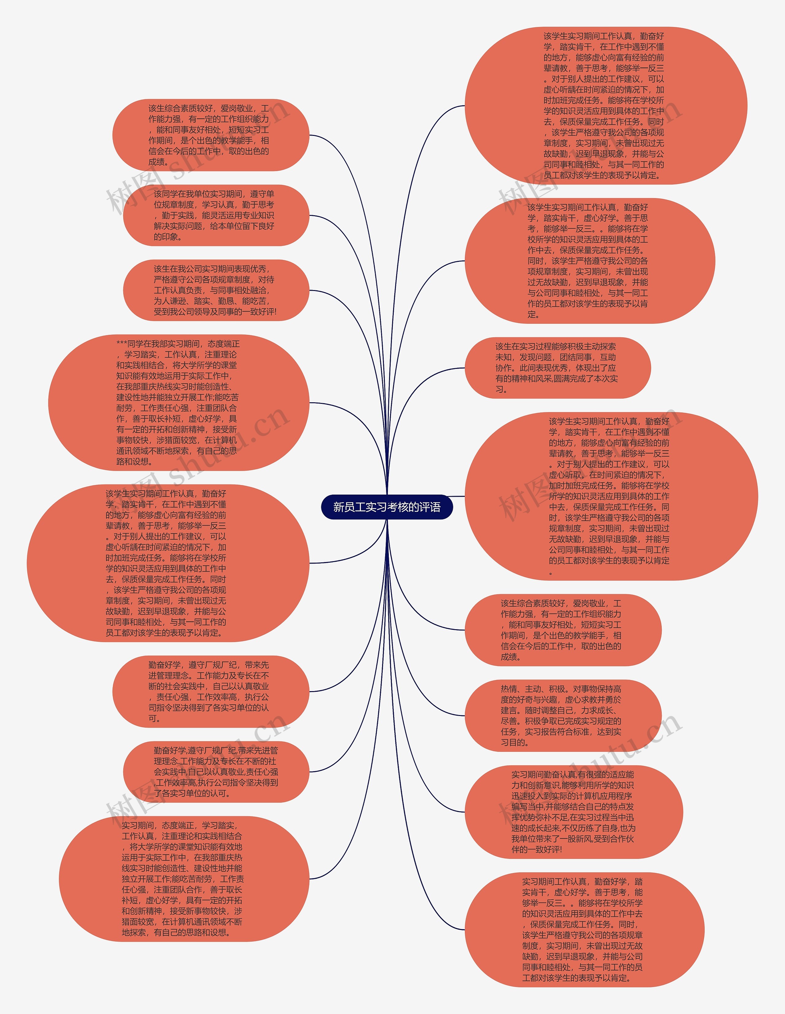 新员工实习考核的评语思维导图