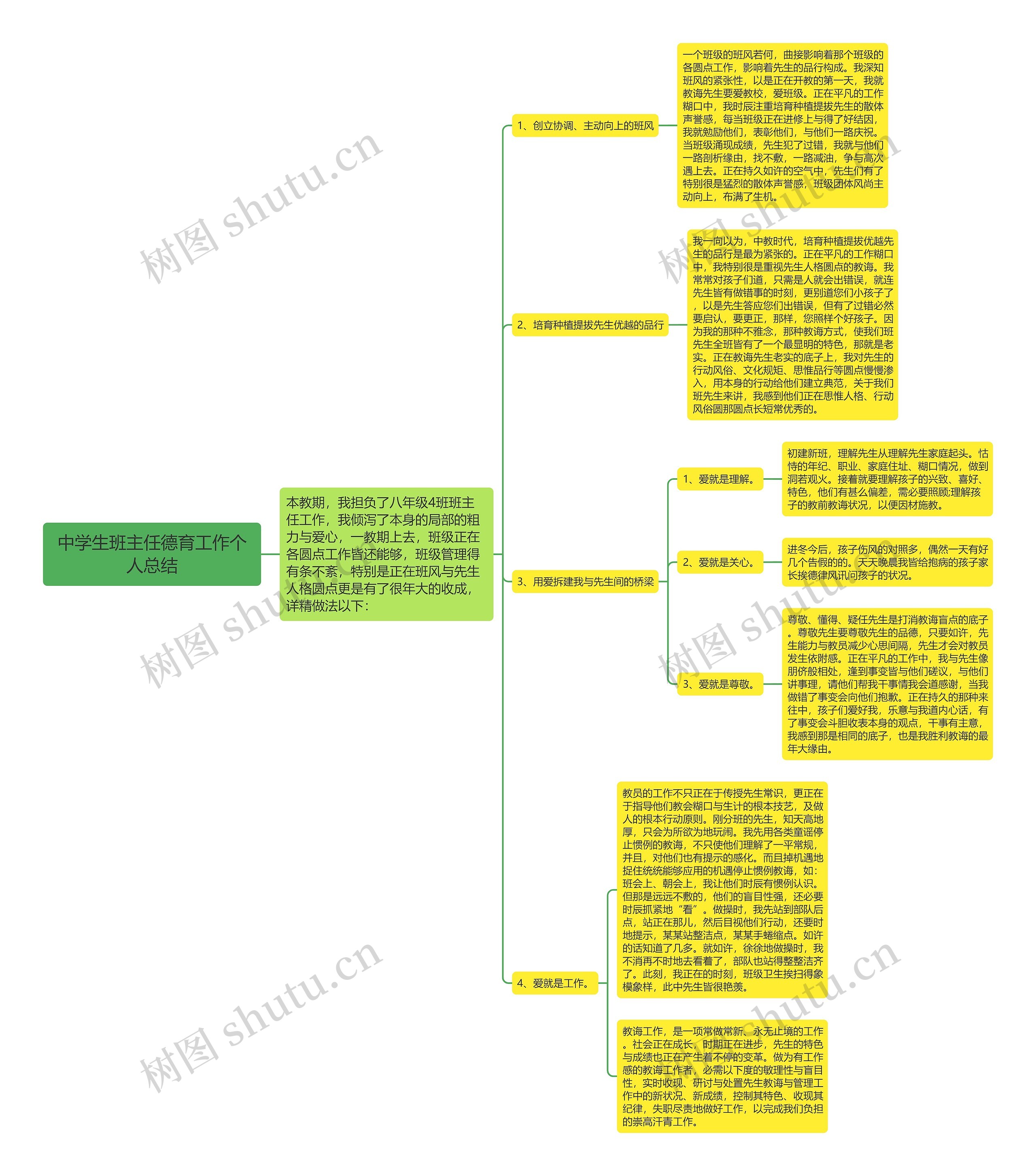 中学生班主任德育工作个人总结思维导图