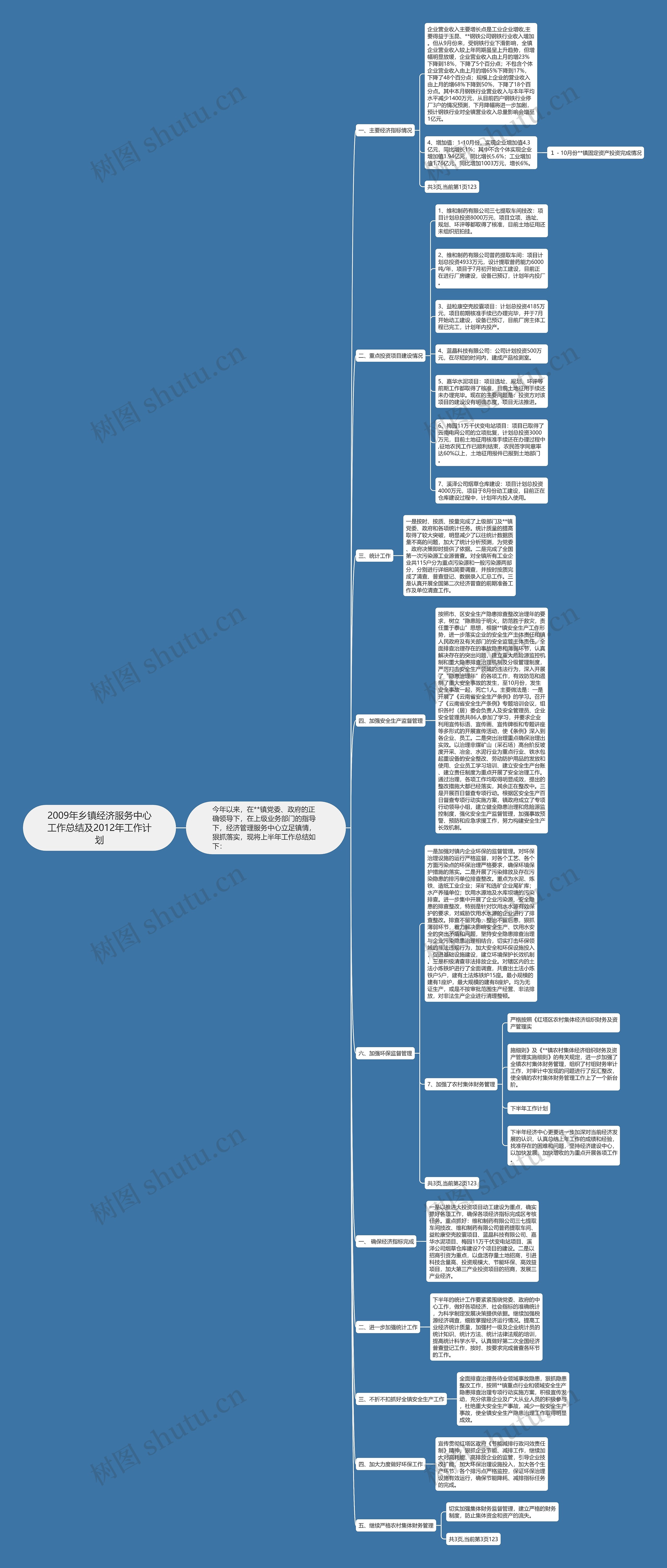 2009年乡镇经济服务中心工作总结及2012年工作计划思维导图