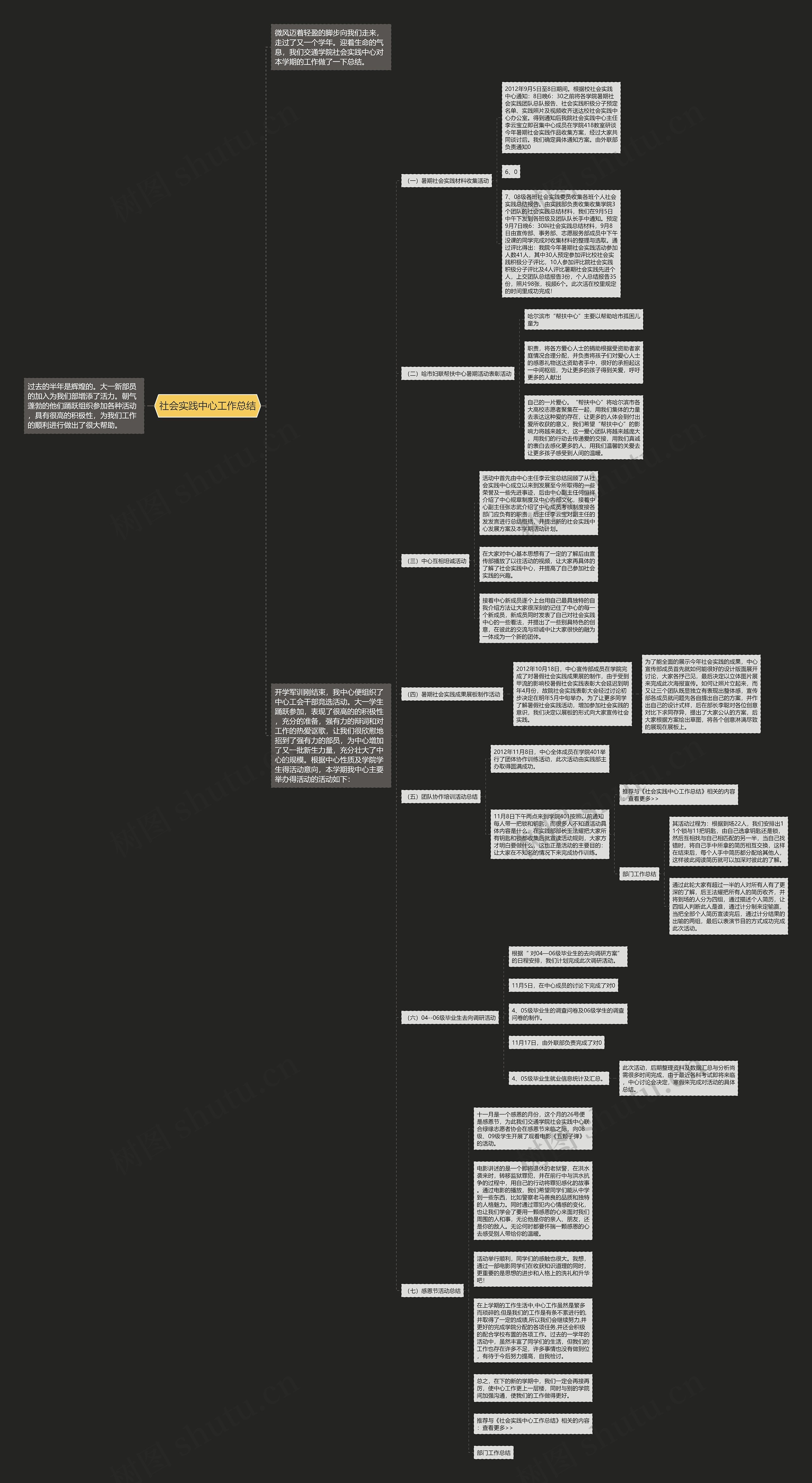 社会实践中心工作总结思维导图