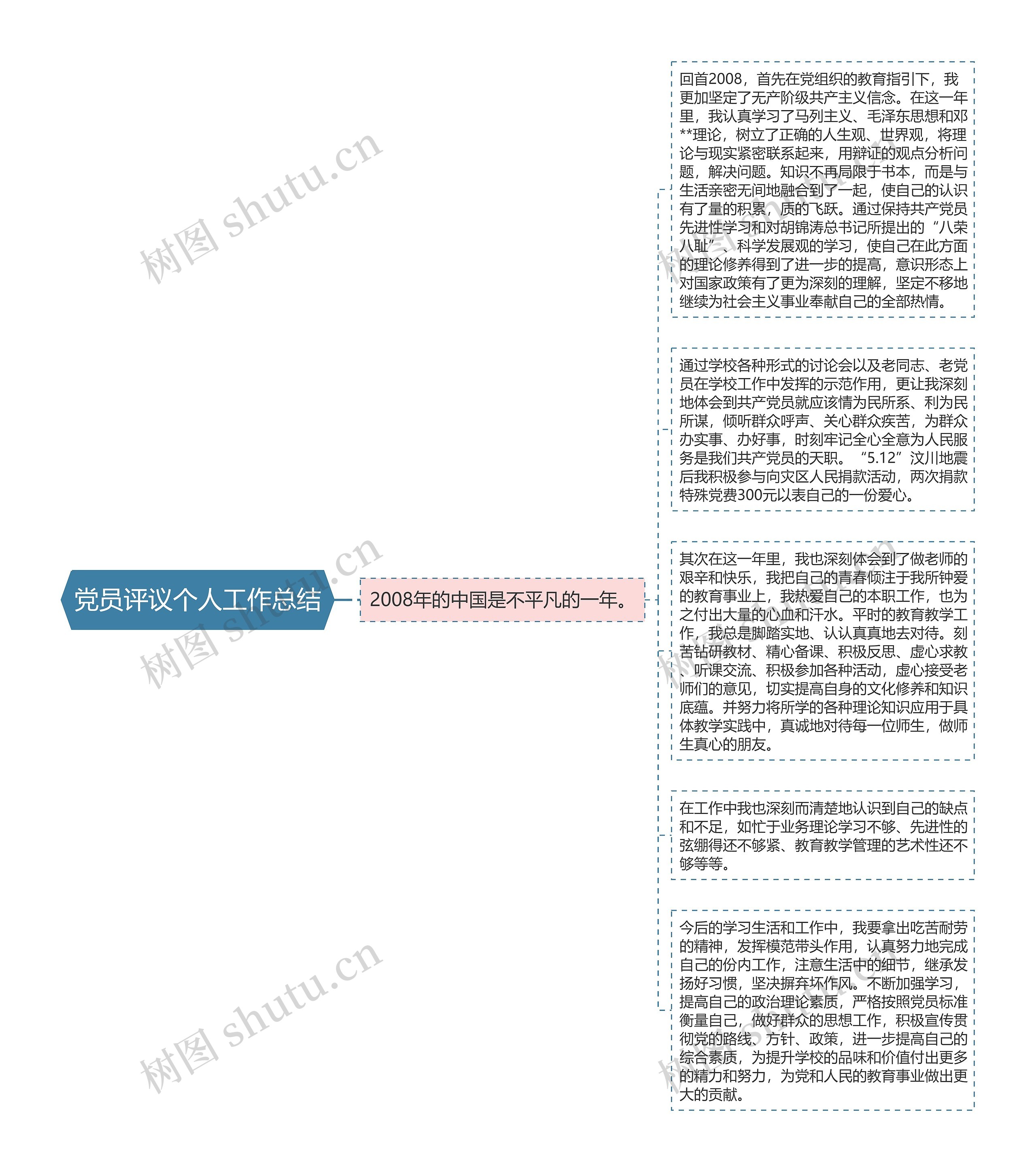 党员评议个人工作总结思维导图