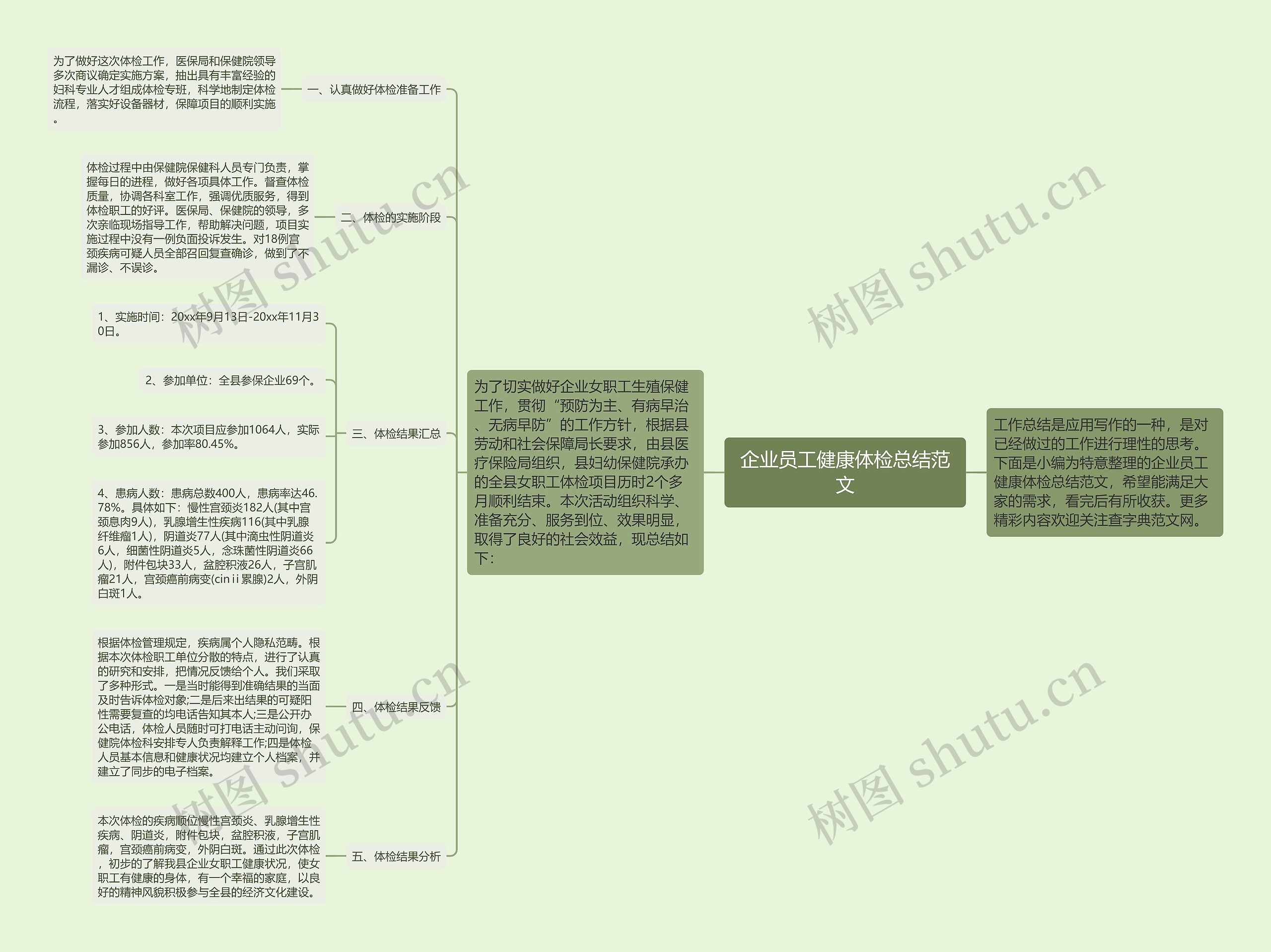 企业员工健康体检总结范文思维导图