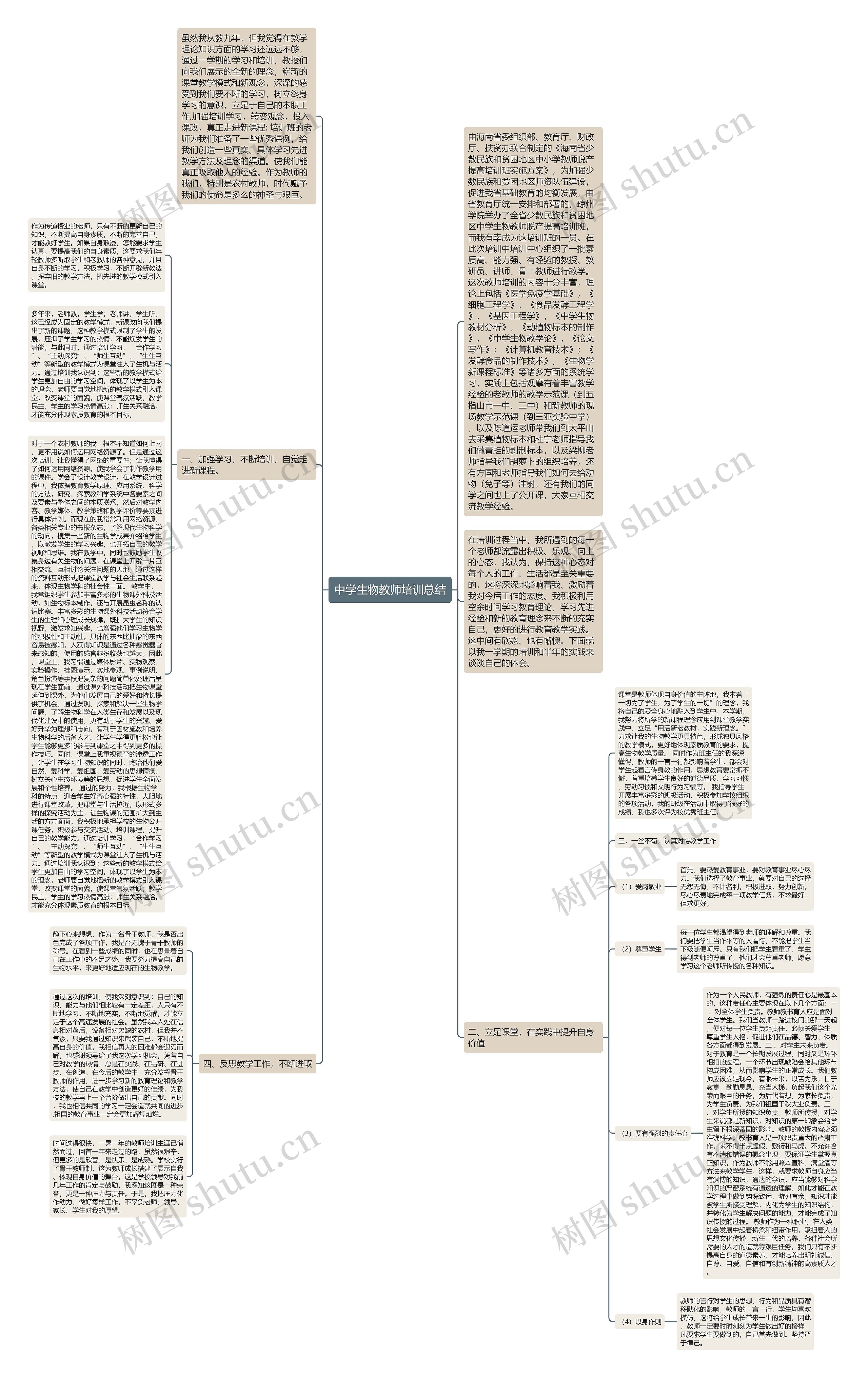 中学生物教师培训总结思维导图