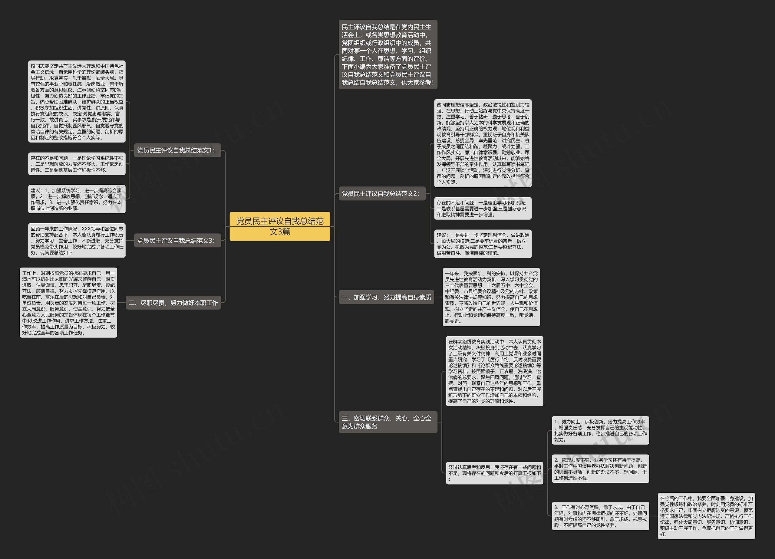 党员民主评议自我总结范文3篇思维导图