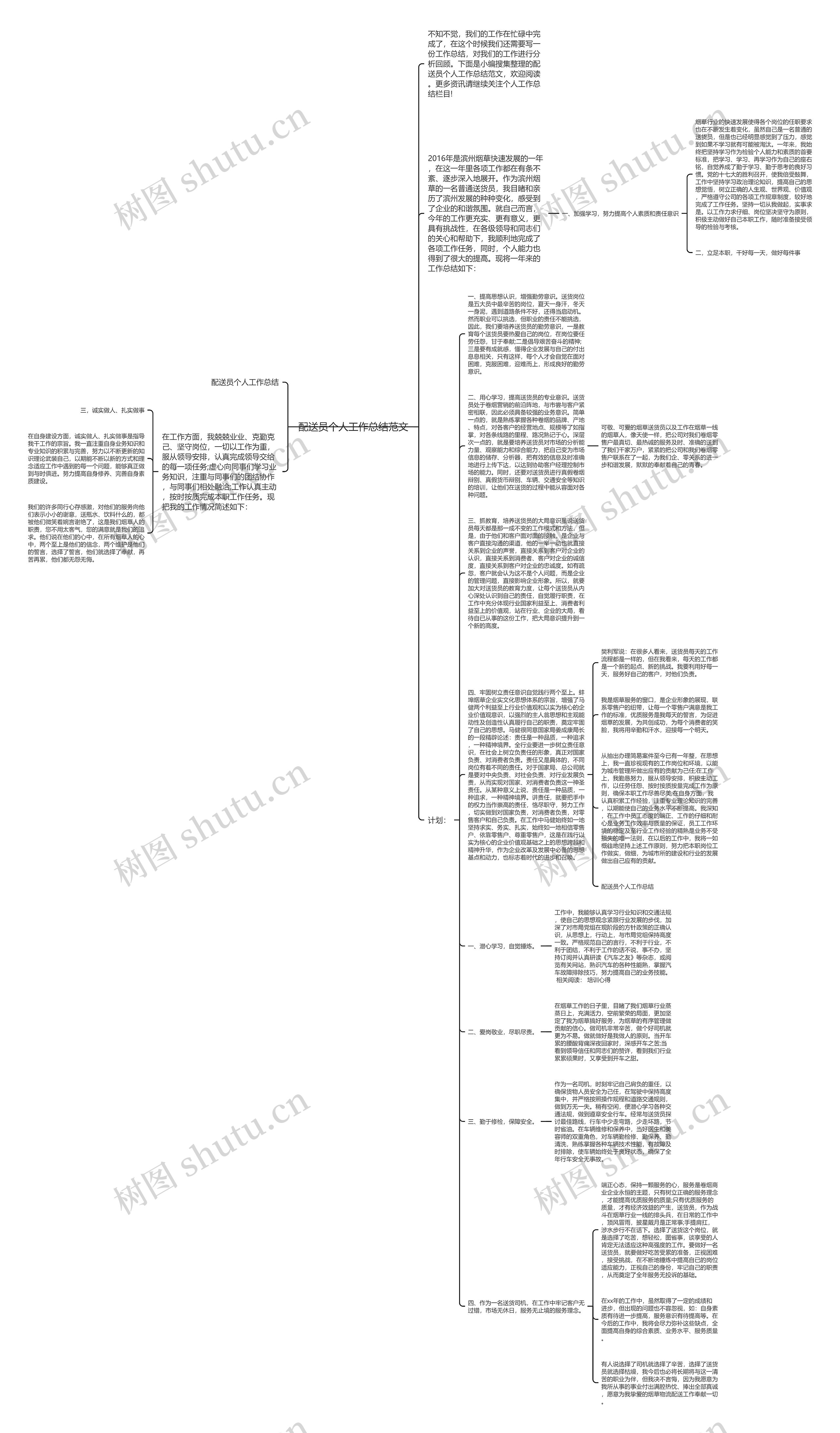 配送员个人工作总结范文思维导图