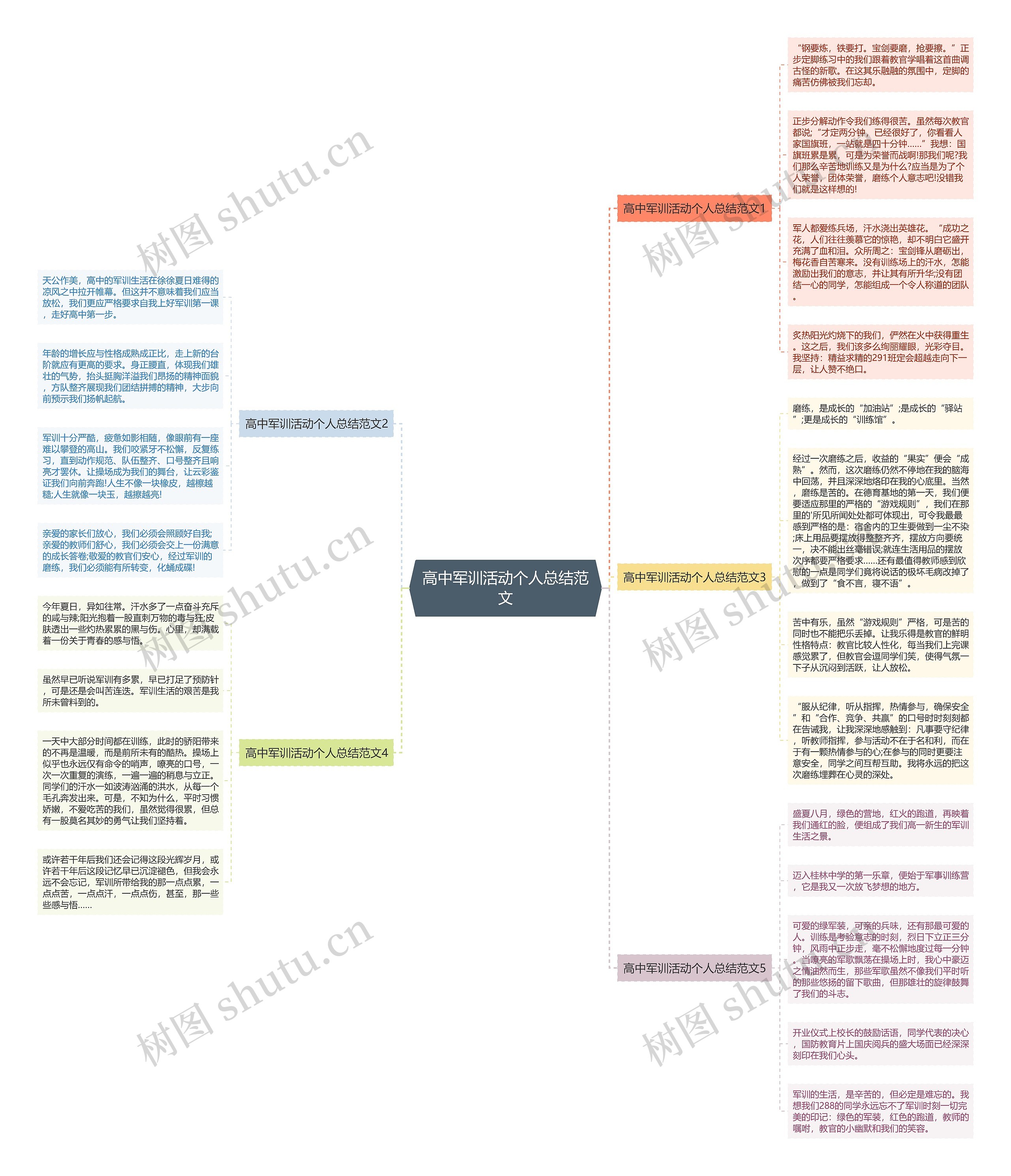 高中军训活动个人总结范文思维导图
