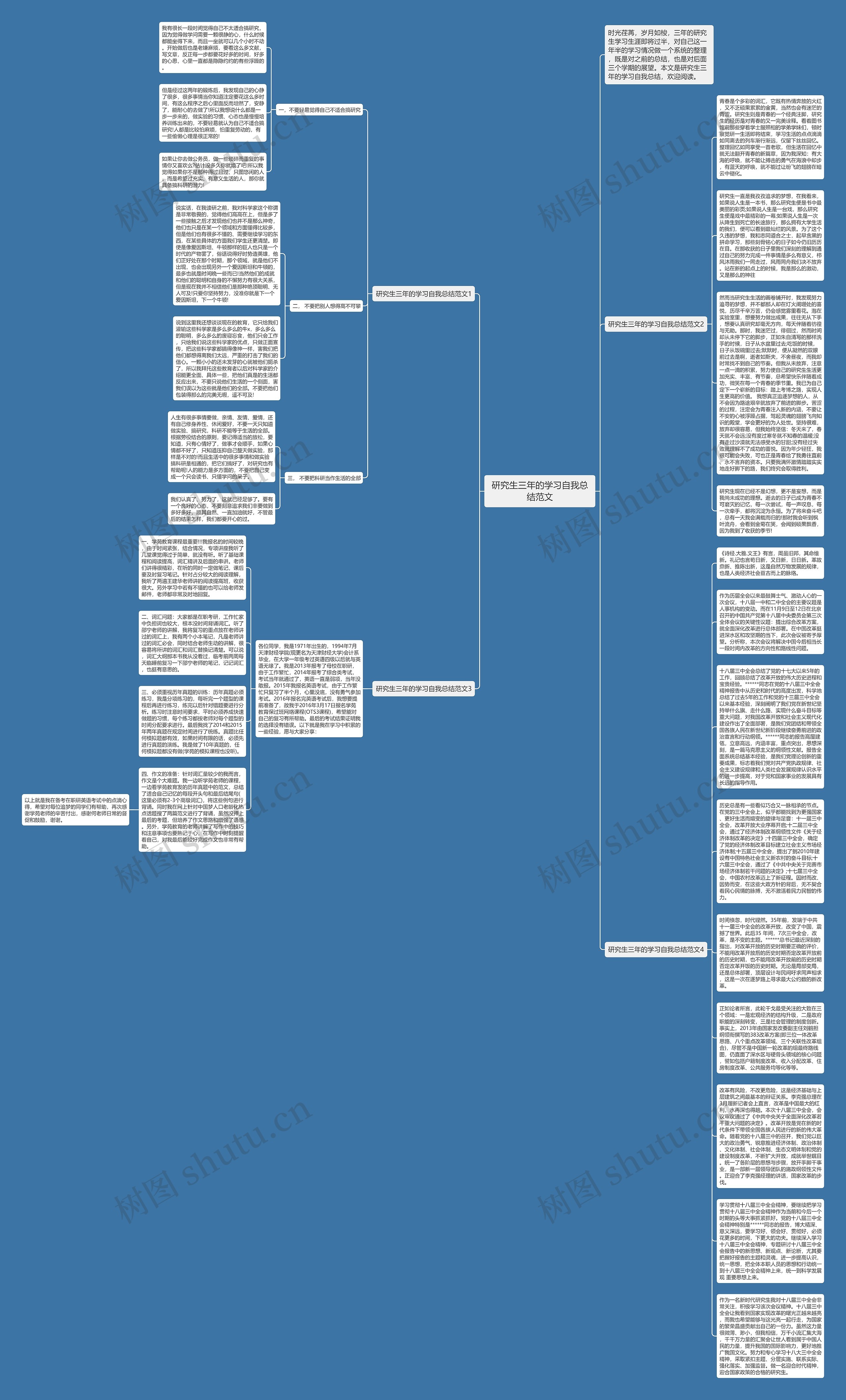研究生三年的学习自我总结范文思维导图