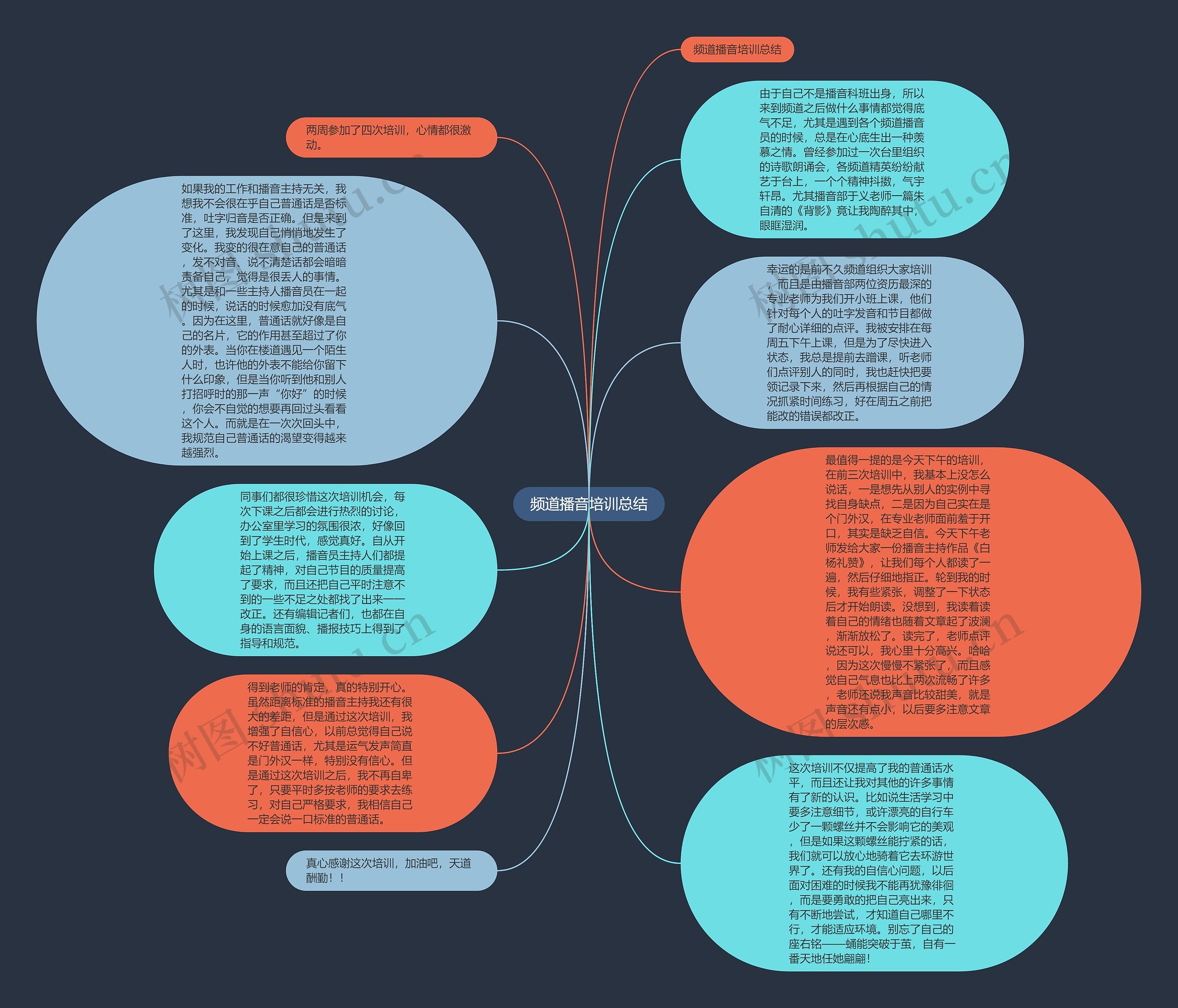 频道播音培训总结思维导图