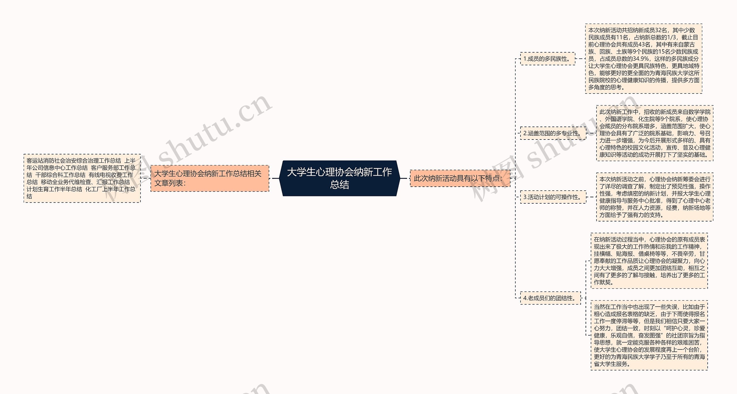 大学生心理协会纳新工作总结思维导图