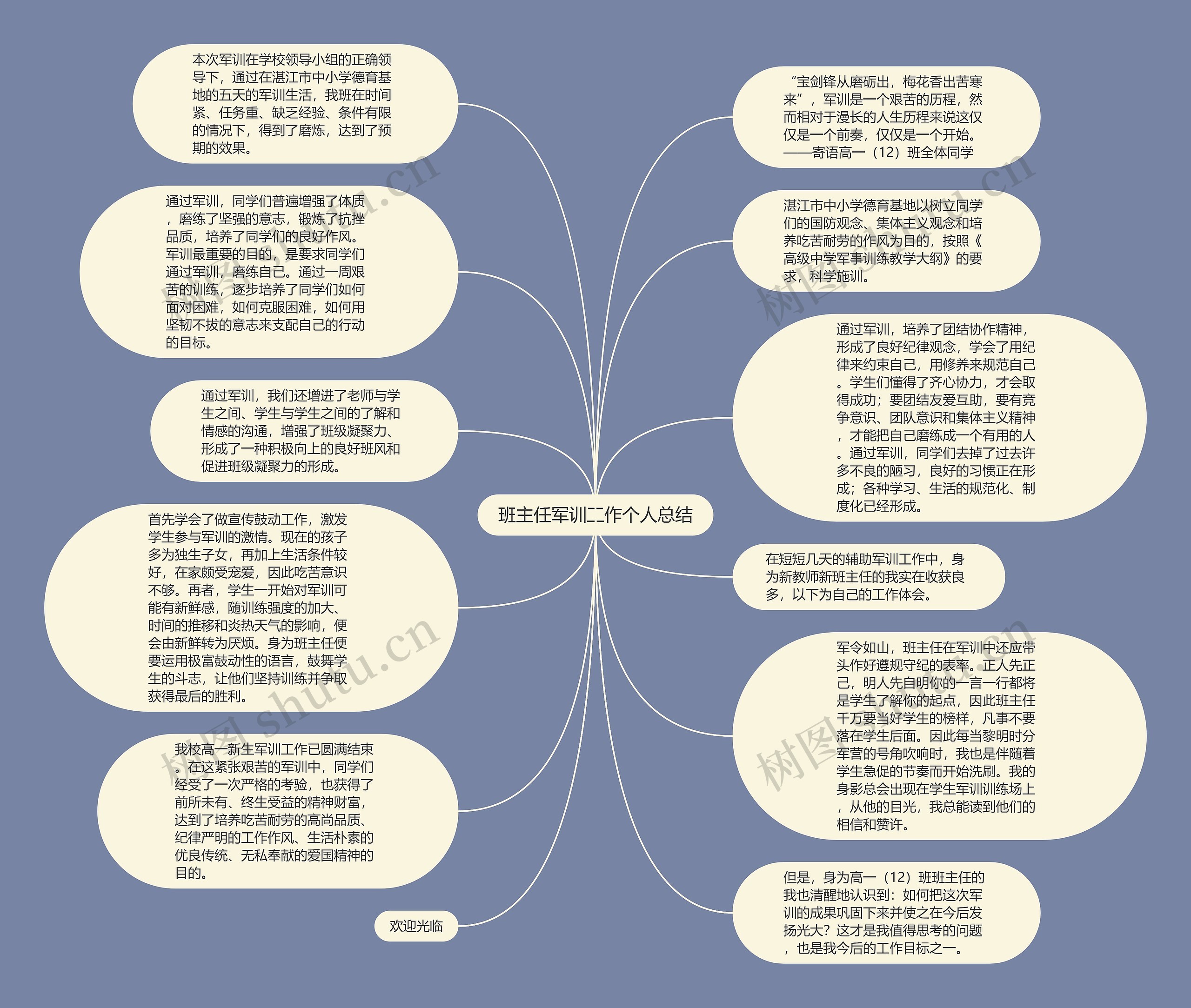 班主任军训工作个人总结思维导图