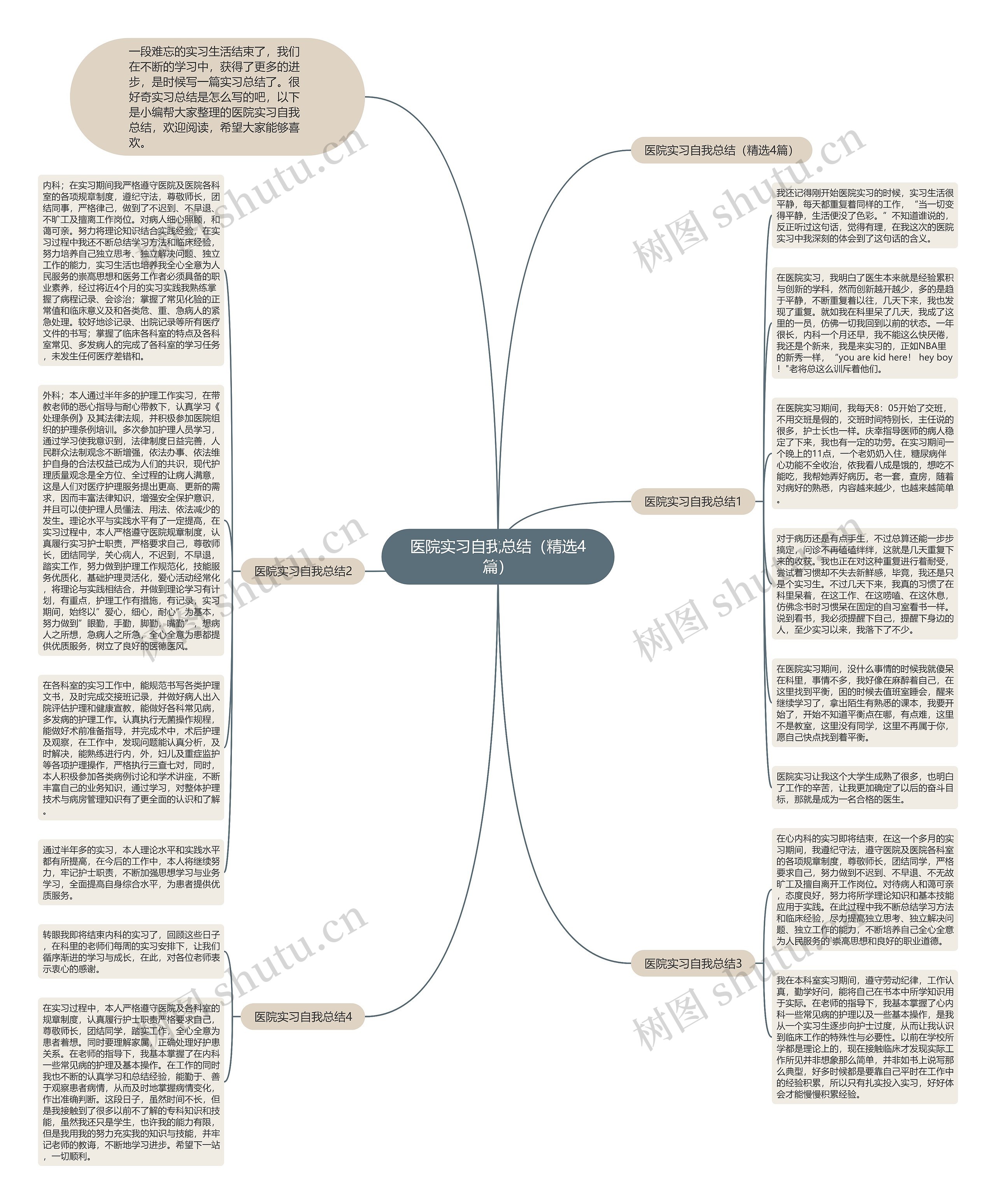 医院实习自我总结（精选4篇）思维导图