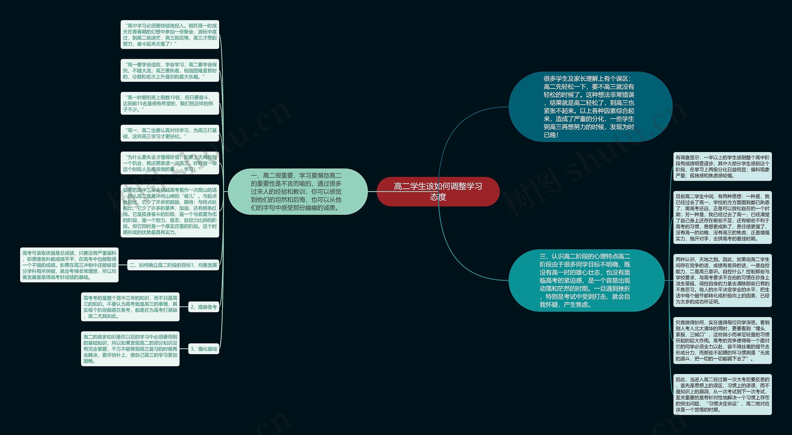 高二学生该如何调整学习态度思维导图