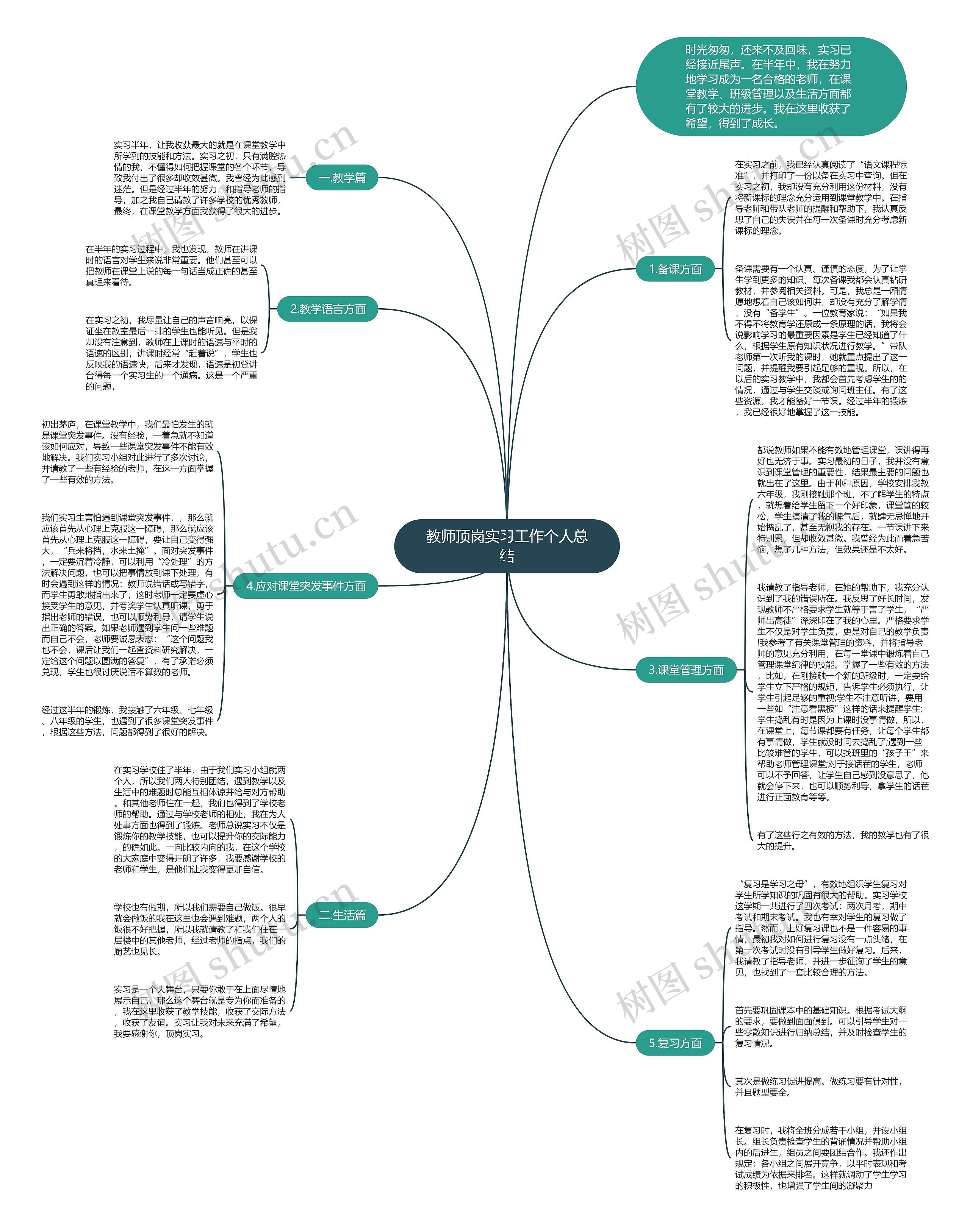 教师顶岗实习工作个人总结思维导图