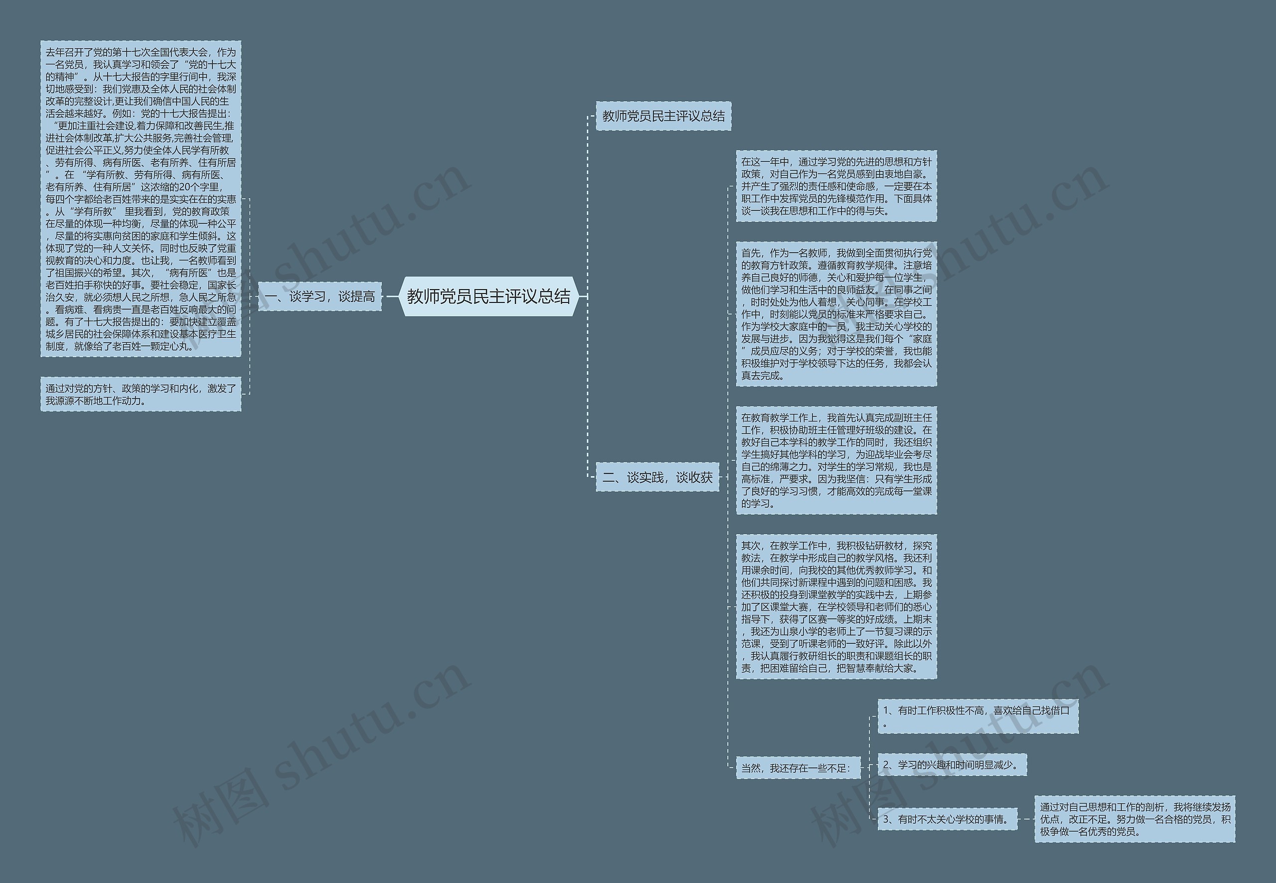 教师党员民主评议总结思维导图
