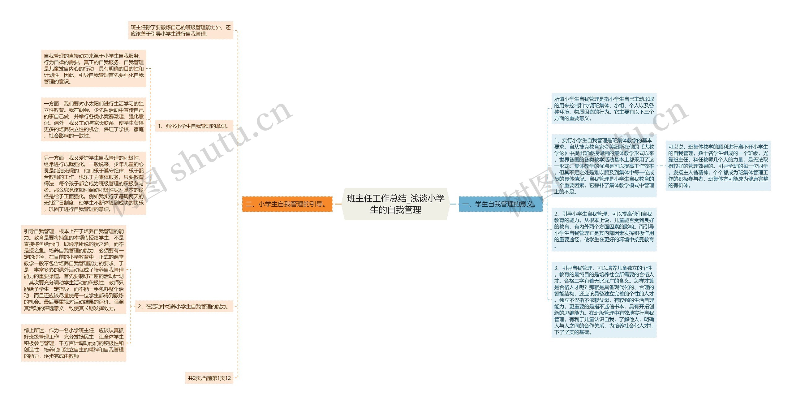 班主任工作总结_浅谈小学生的自我管理思维导图