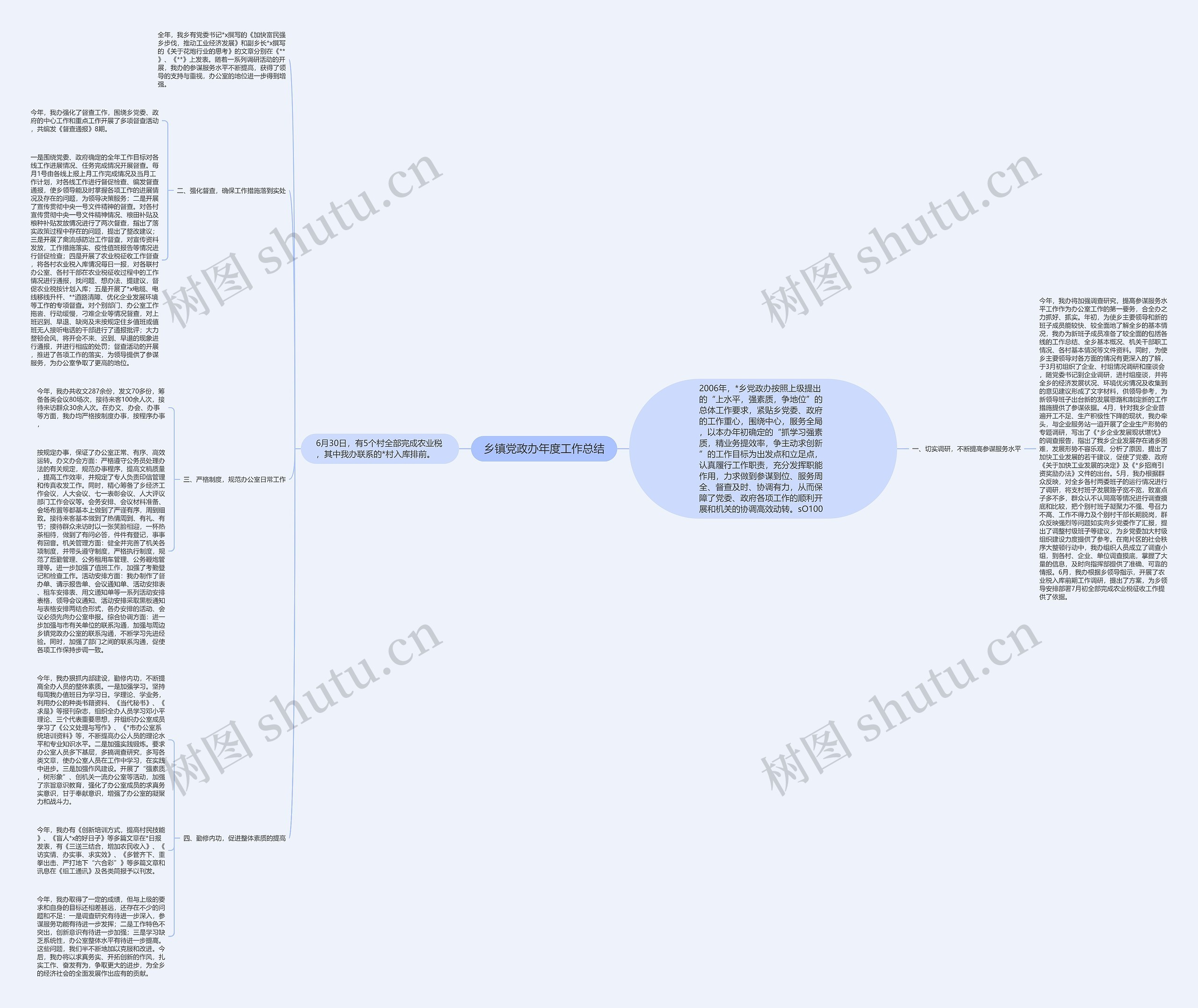 乡镇党政办年度工作总结思维导图