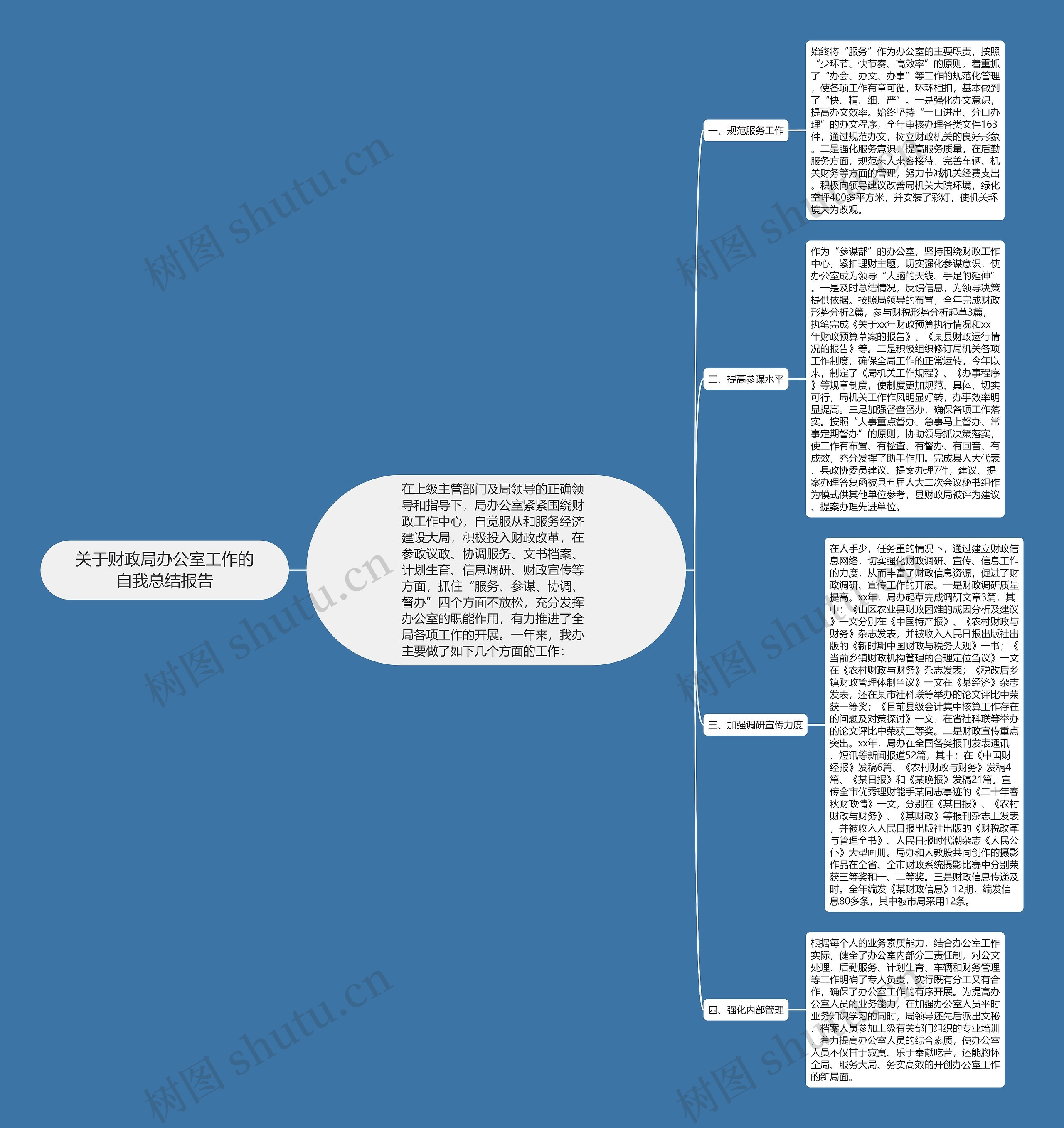 关于财政局办公室工作的自我总结报告思维导图