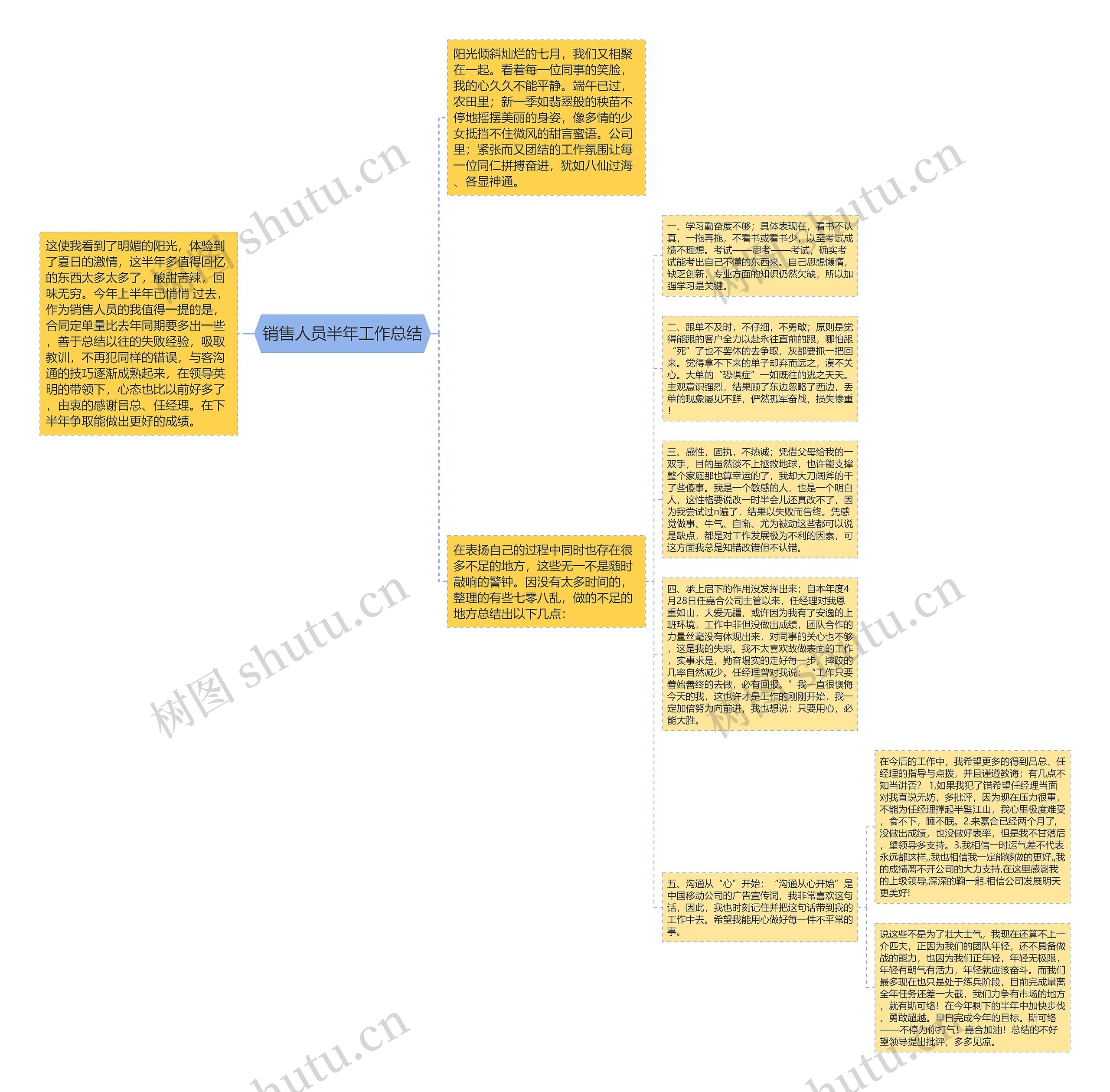 销售人员半年工作总结思维导图