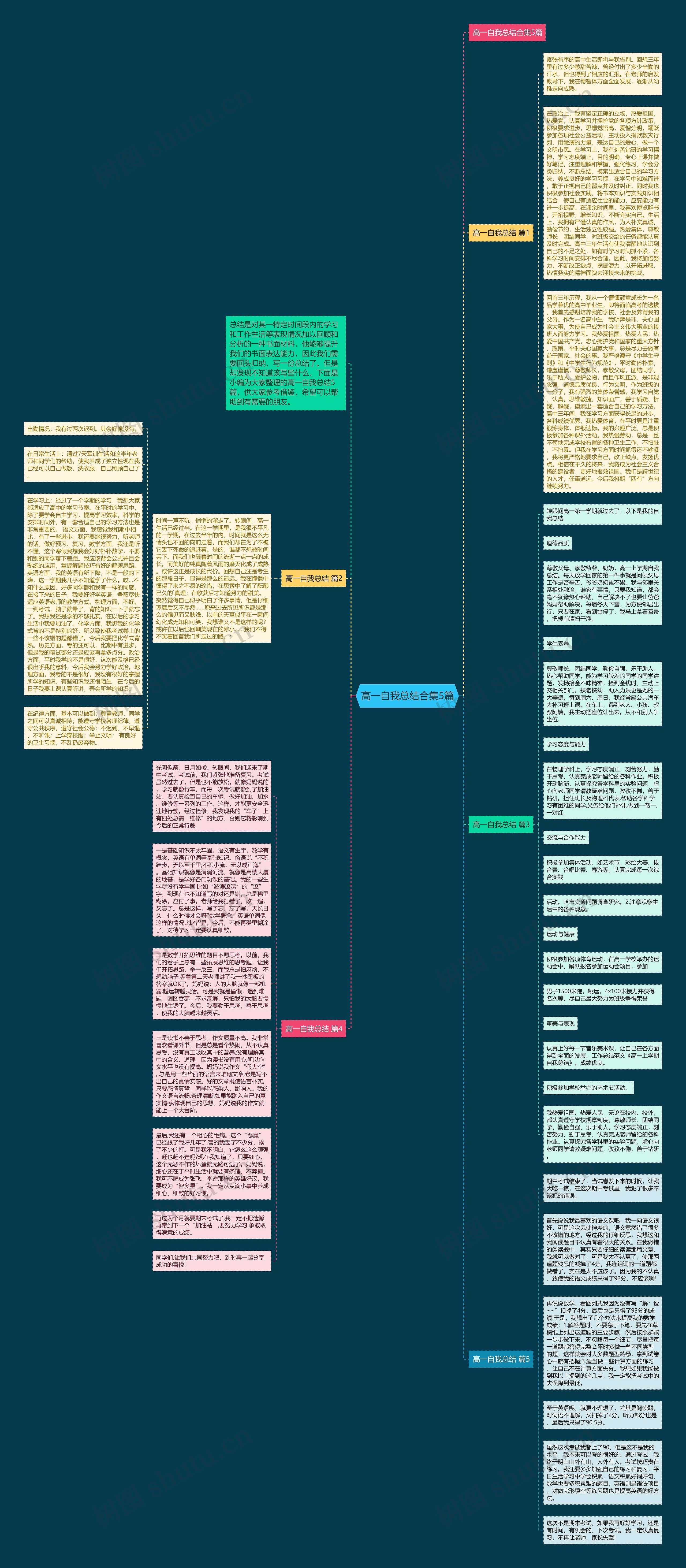 高一自我总结合集5篇思维导图