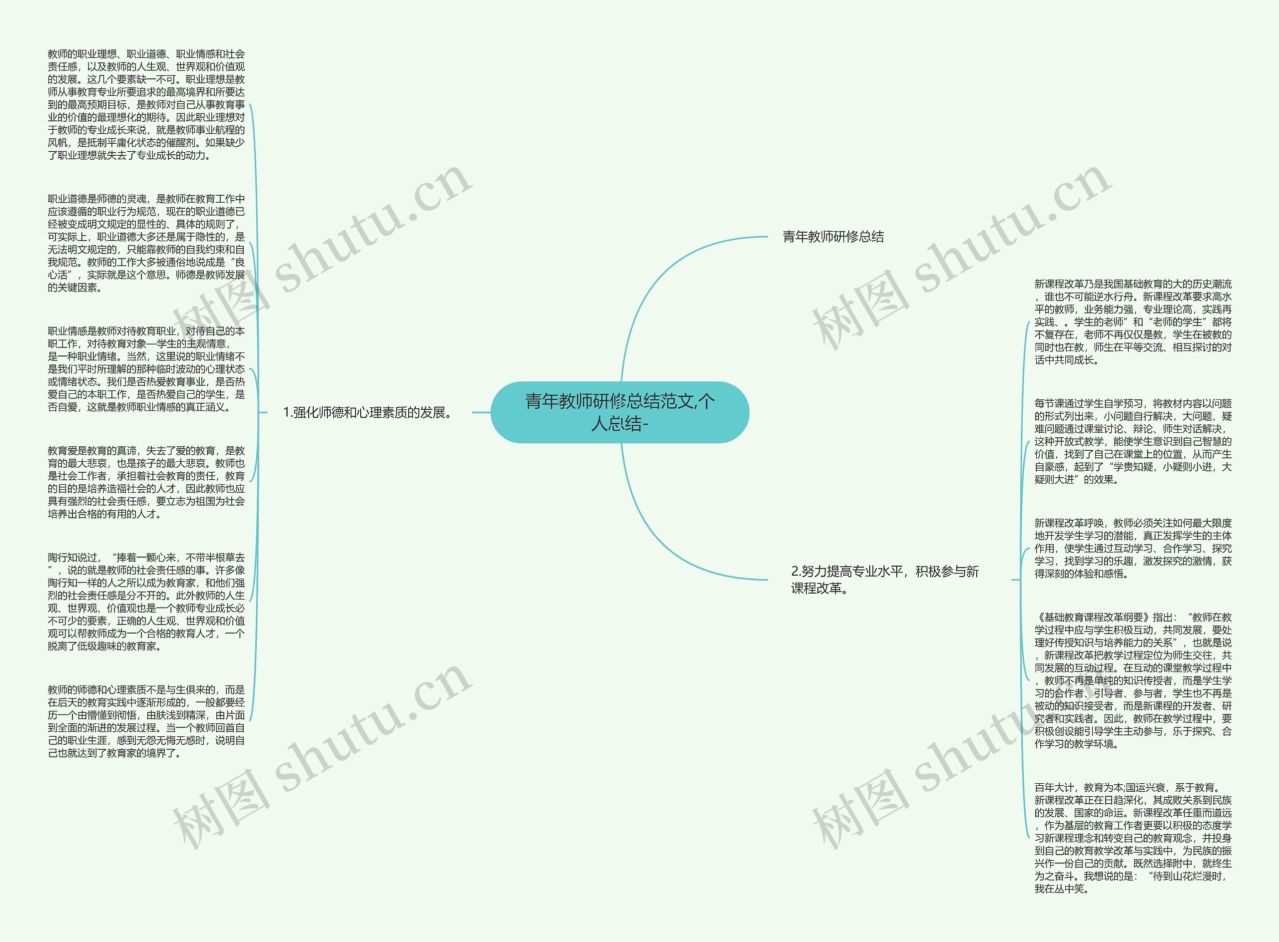 青年教师研修总结范文,个人总结-思维导图