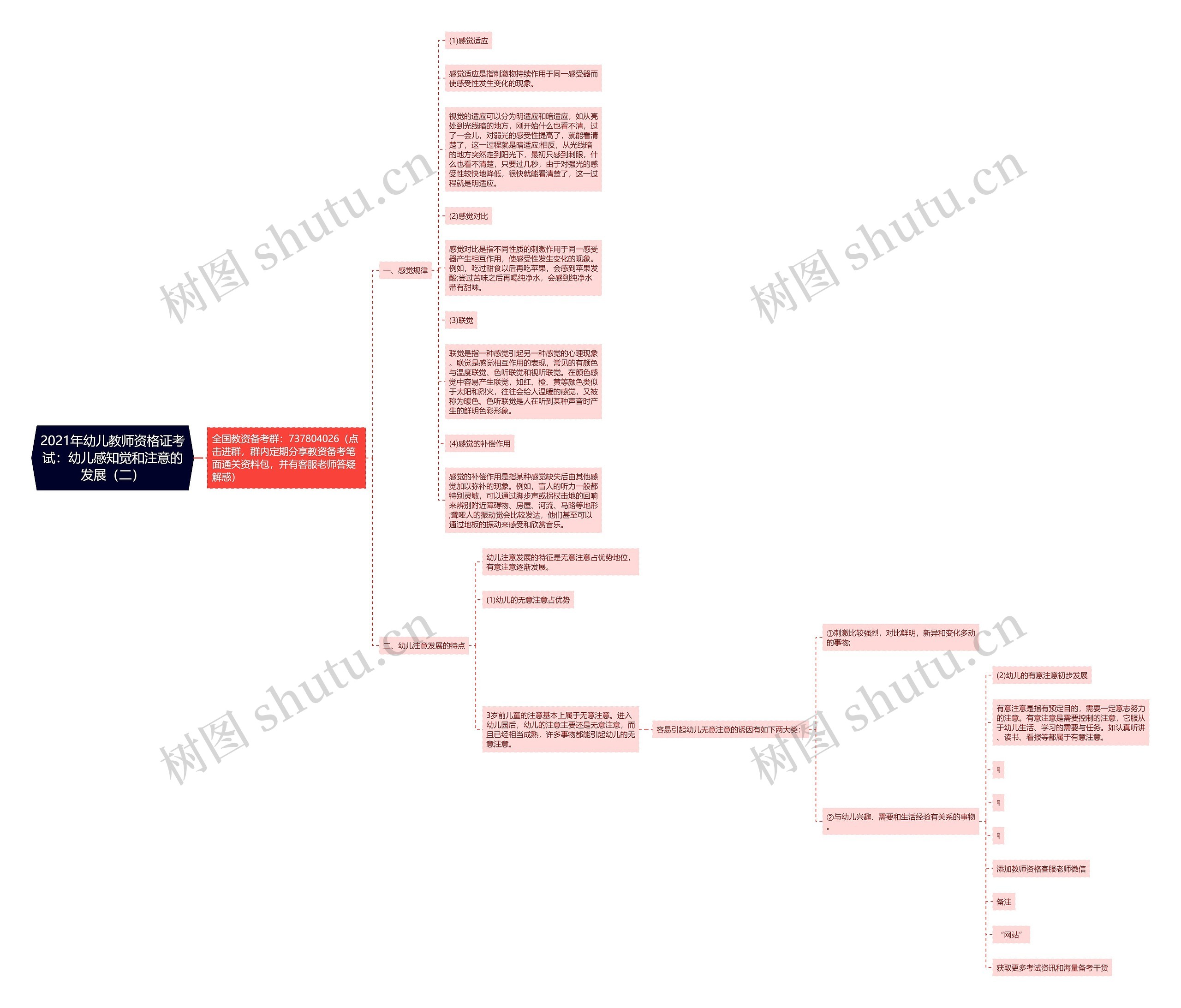 2021年幼儿教师资格证考试：幼儿感知觉和注意的发展（二）思维导图