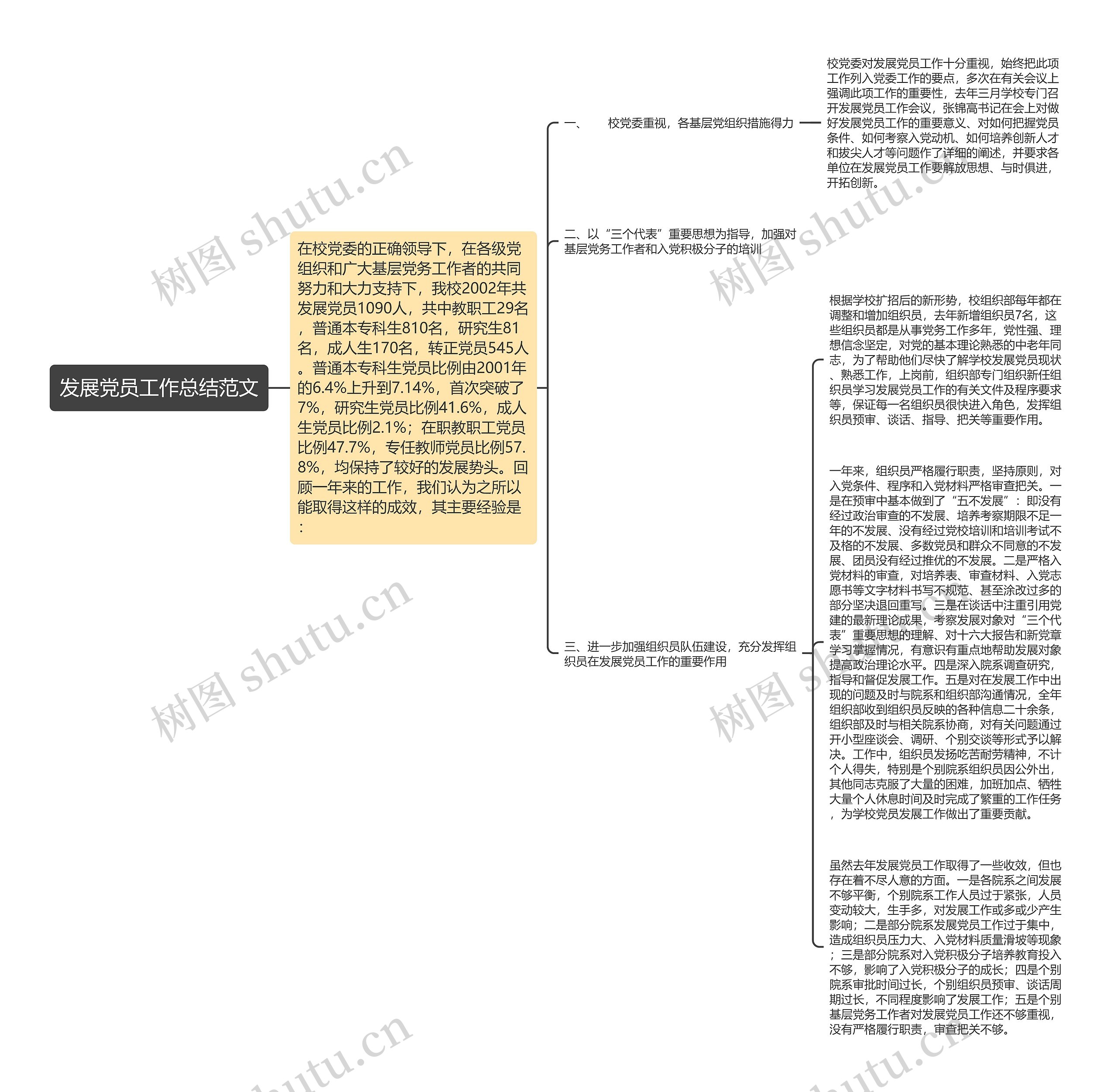 发展党员工作总结范文思维导图