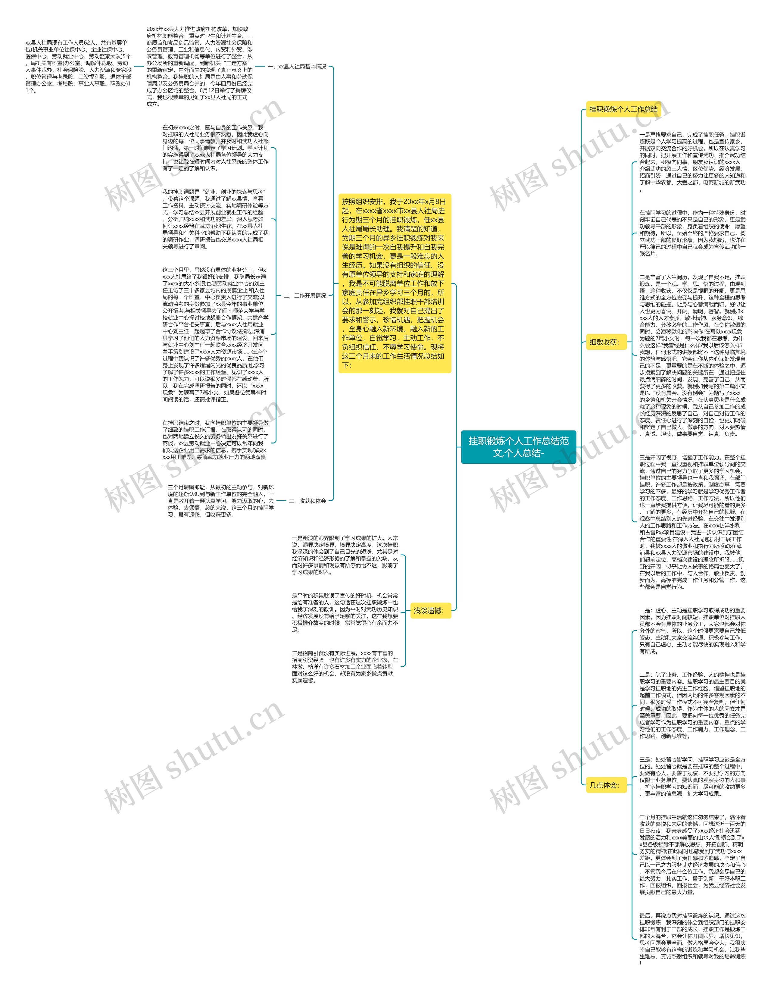 挂职锻炼个人工作总结范文,个人总结-思维导图