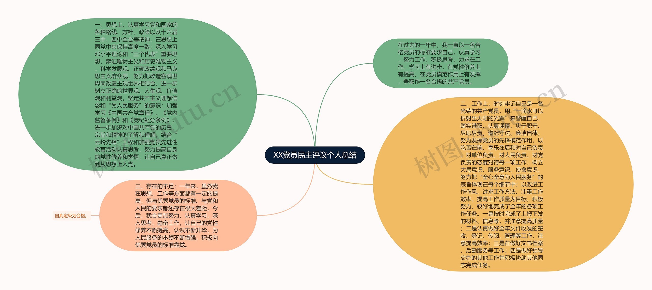 XX党员民主评议个人总结思维导图