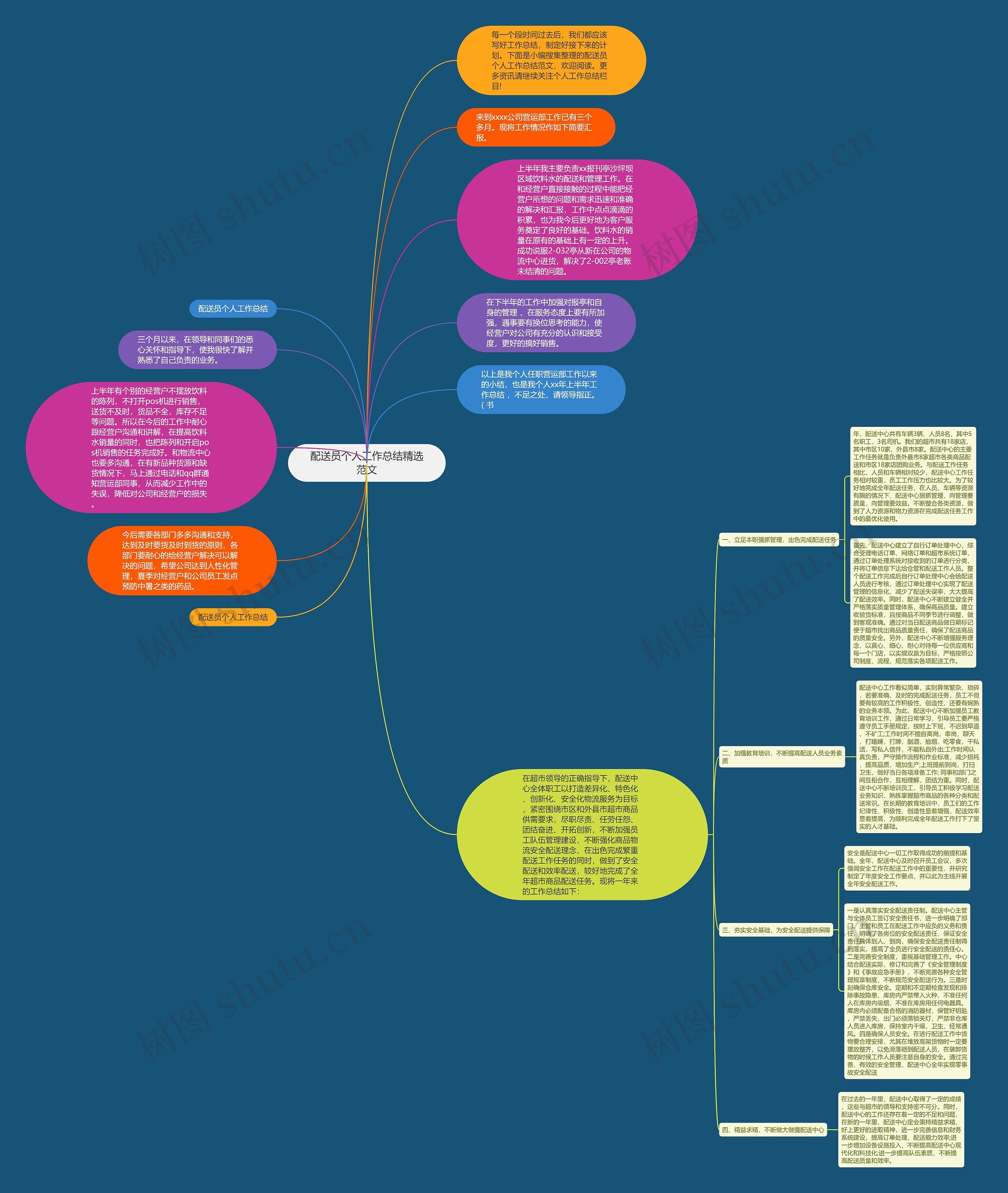 配送员个人工作总结精选范文思维导图