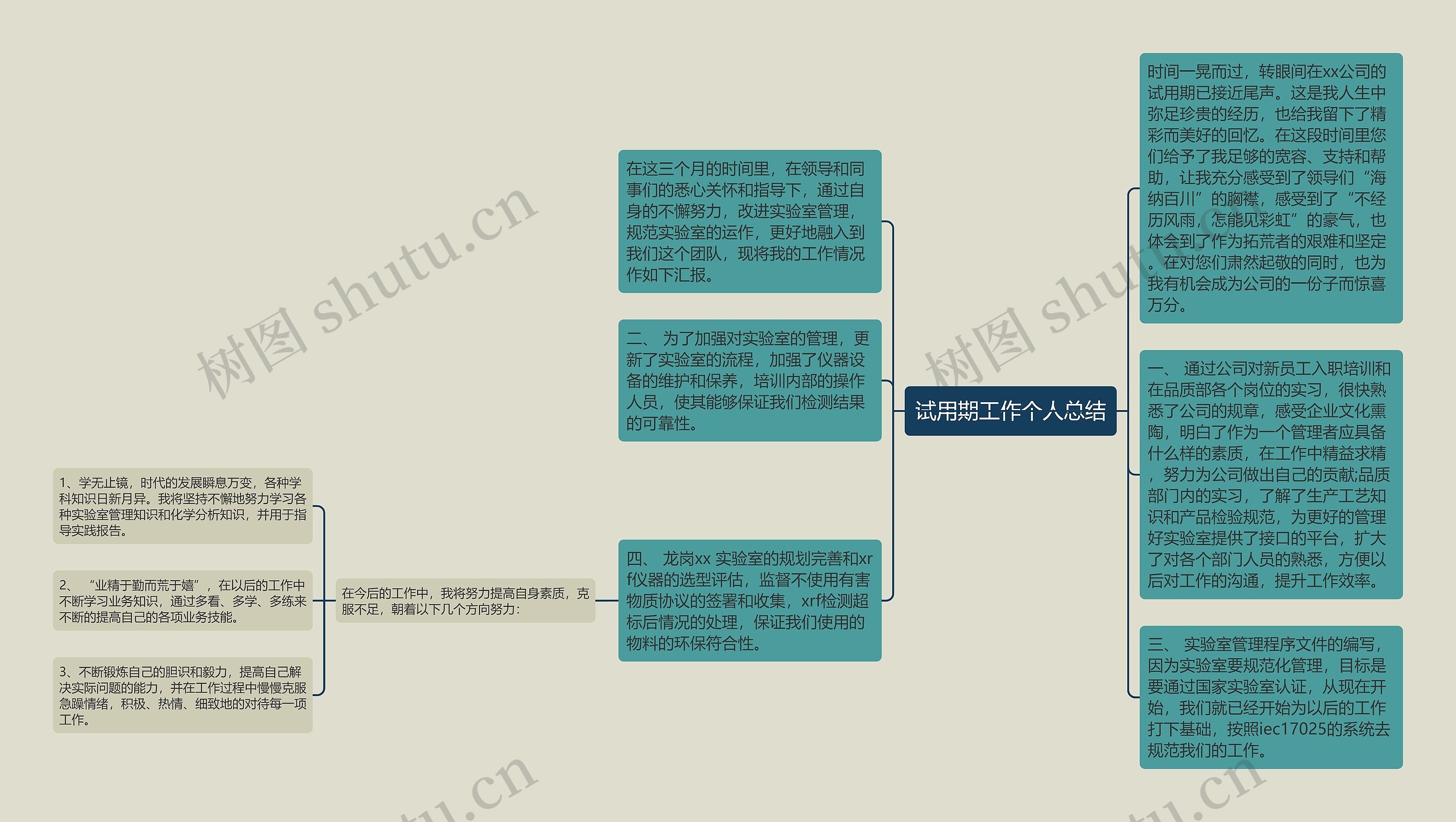 试用期工作个人总结思维导图