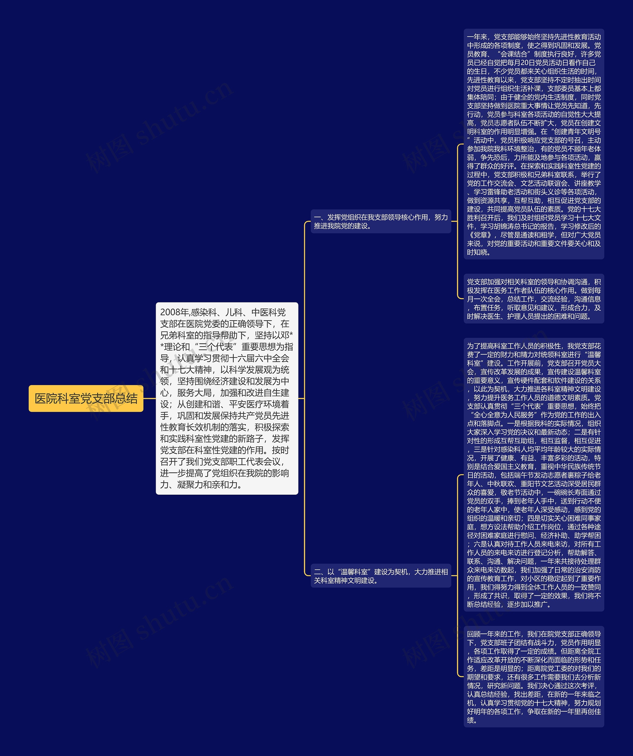 医院科室党支部总结思维导图