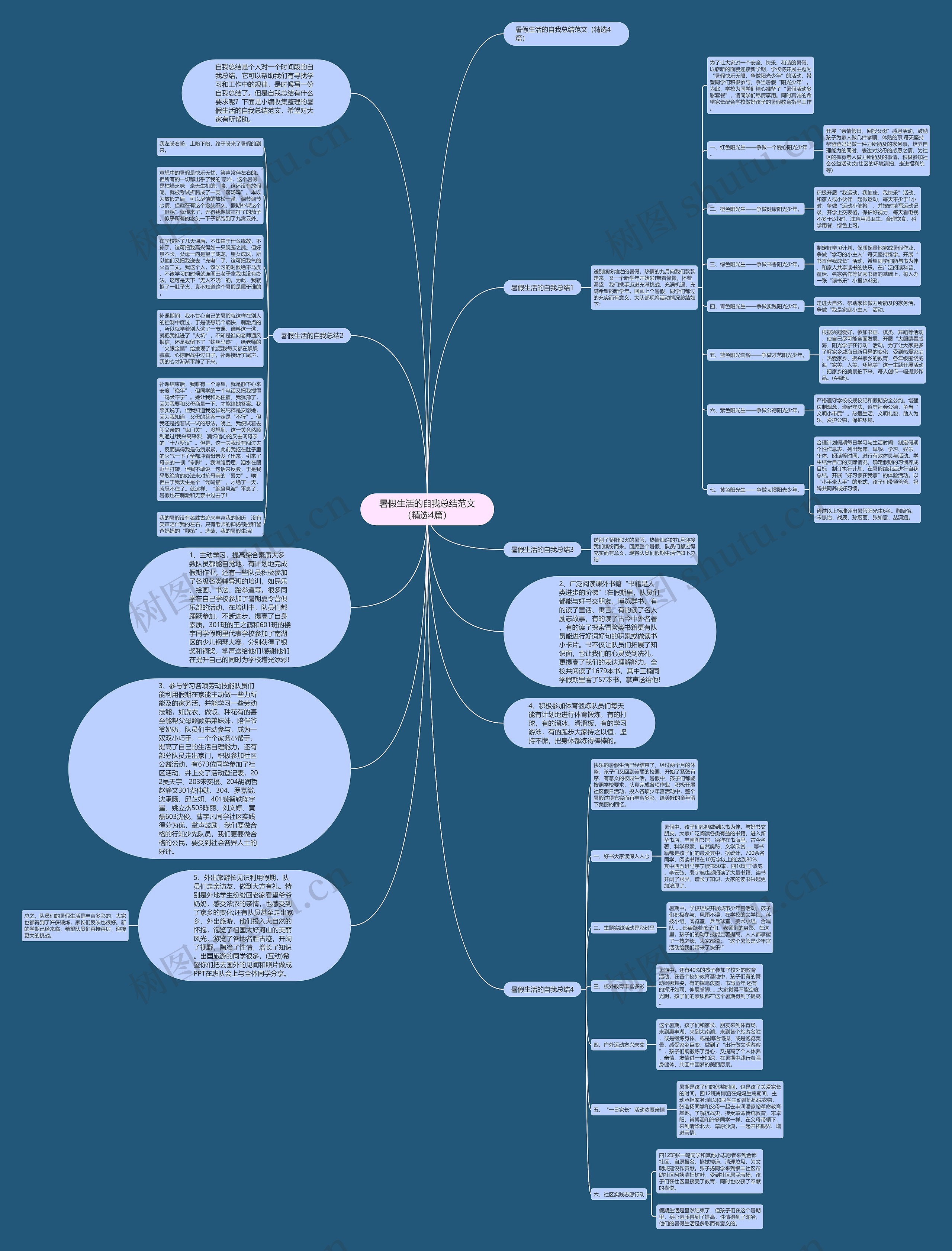 暑假生活的自我总结范文（精选4篇）思维导图
