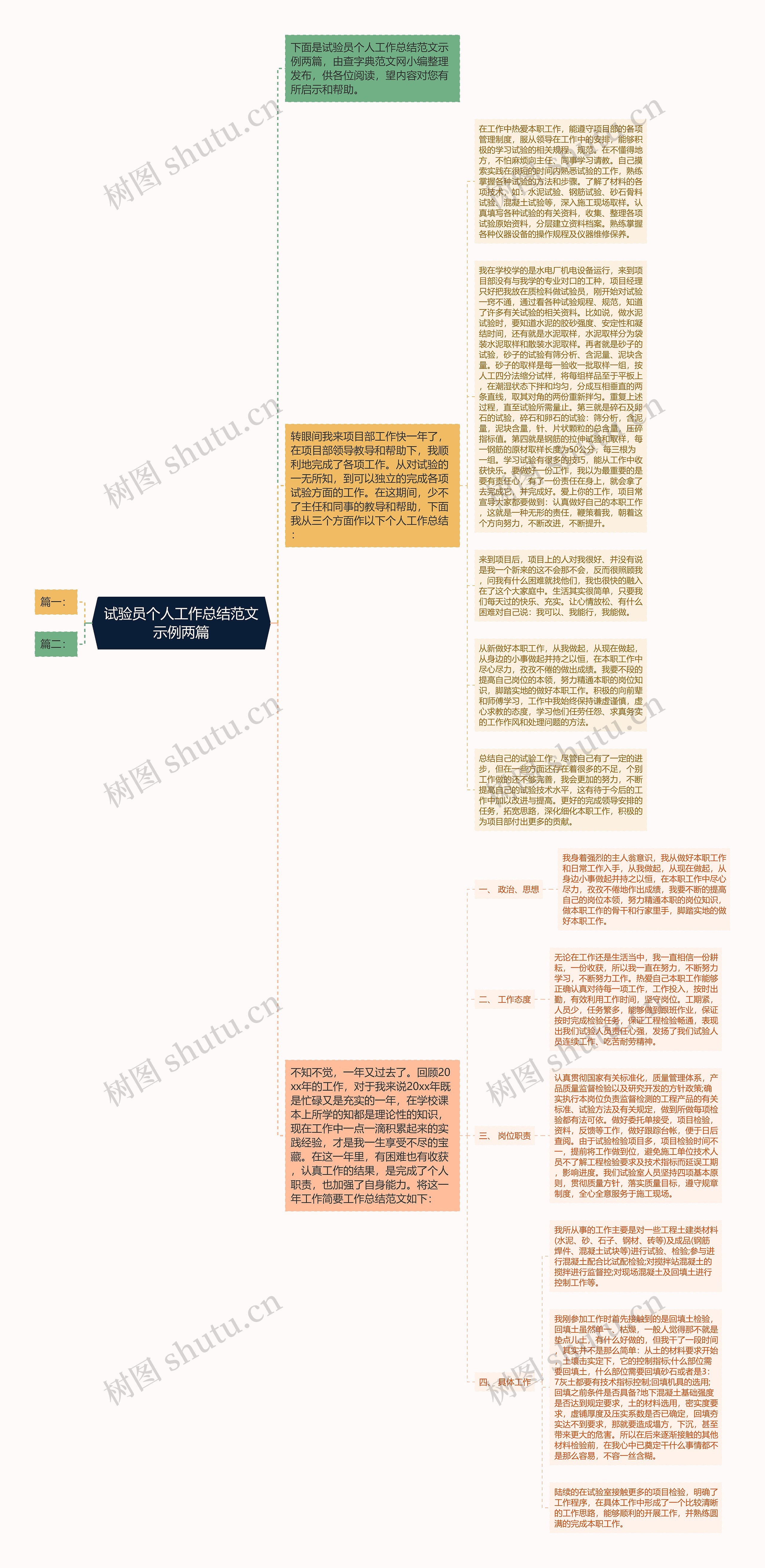 试验员个人工作总结范文示例两篇思维导图