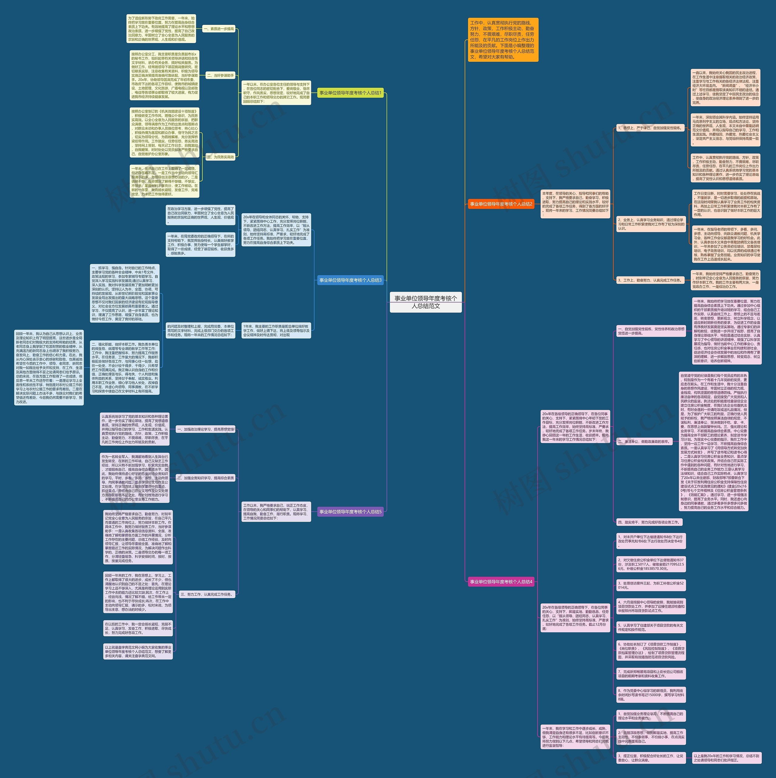 事业单位领导年度考核个人总结范文思维导图