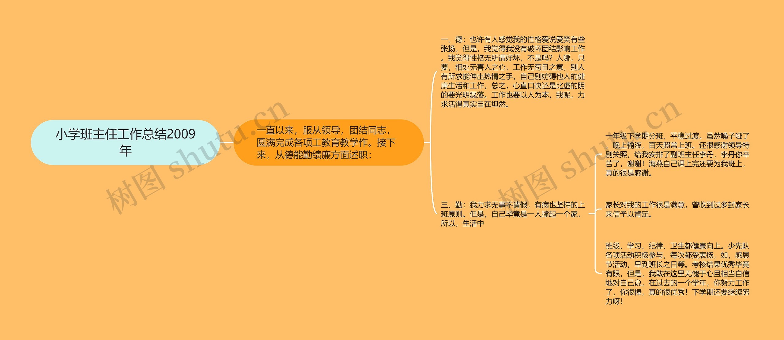 小学班主任工作总结2009年思维导图