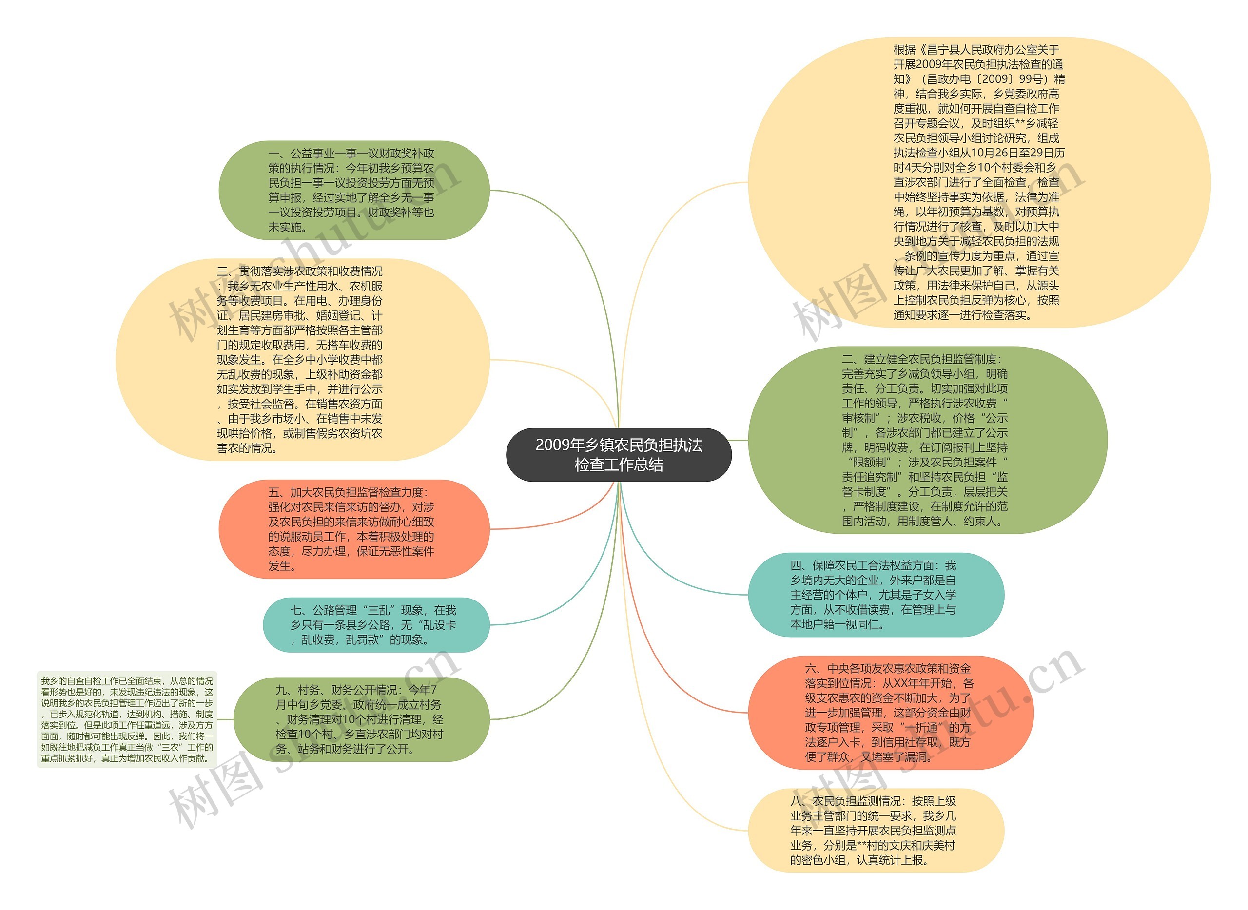 2009年乡镇农民负担执法检查工作总结思维导图