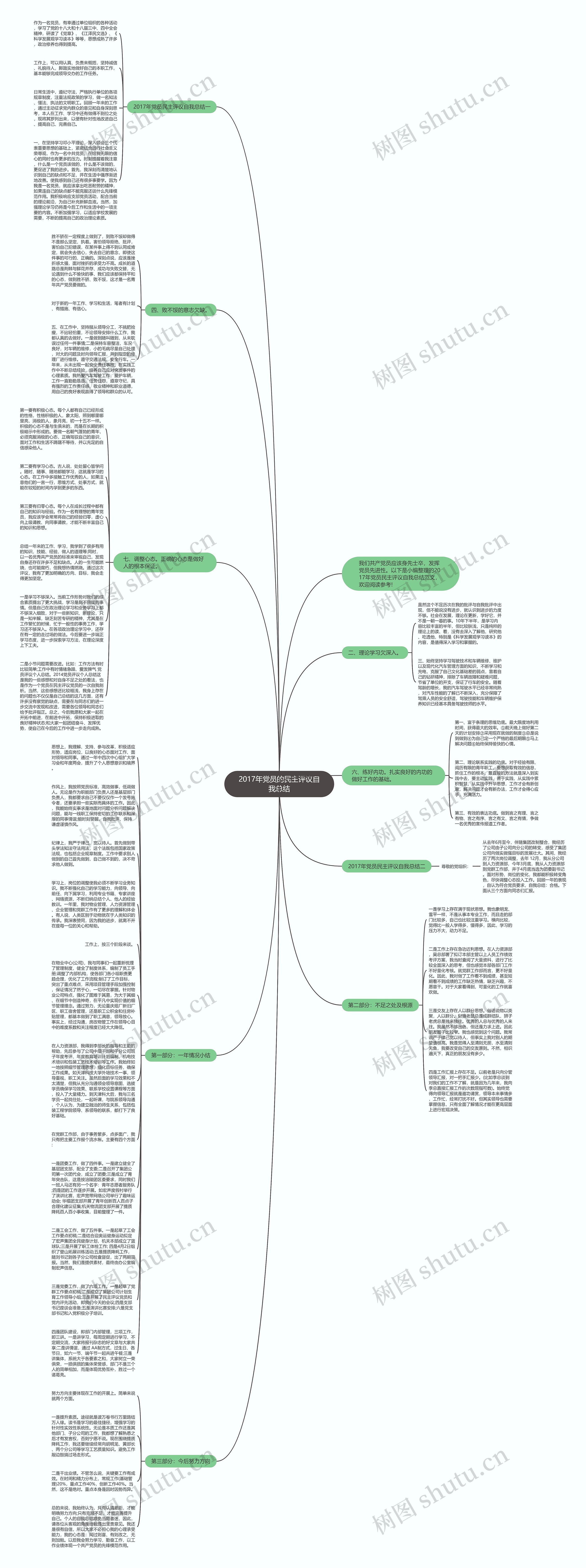 2017年党员的民主评议自我总结思维导图