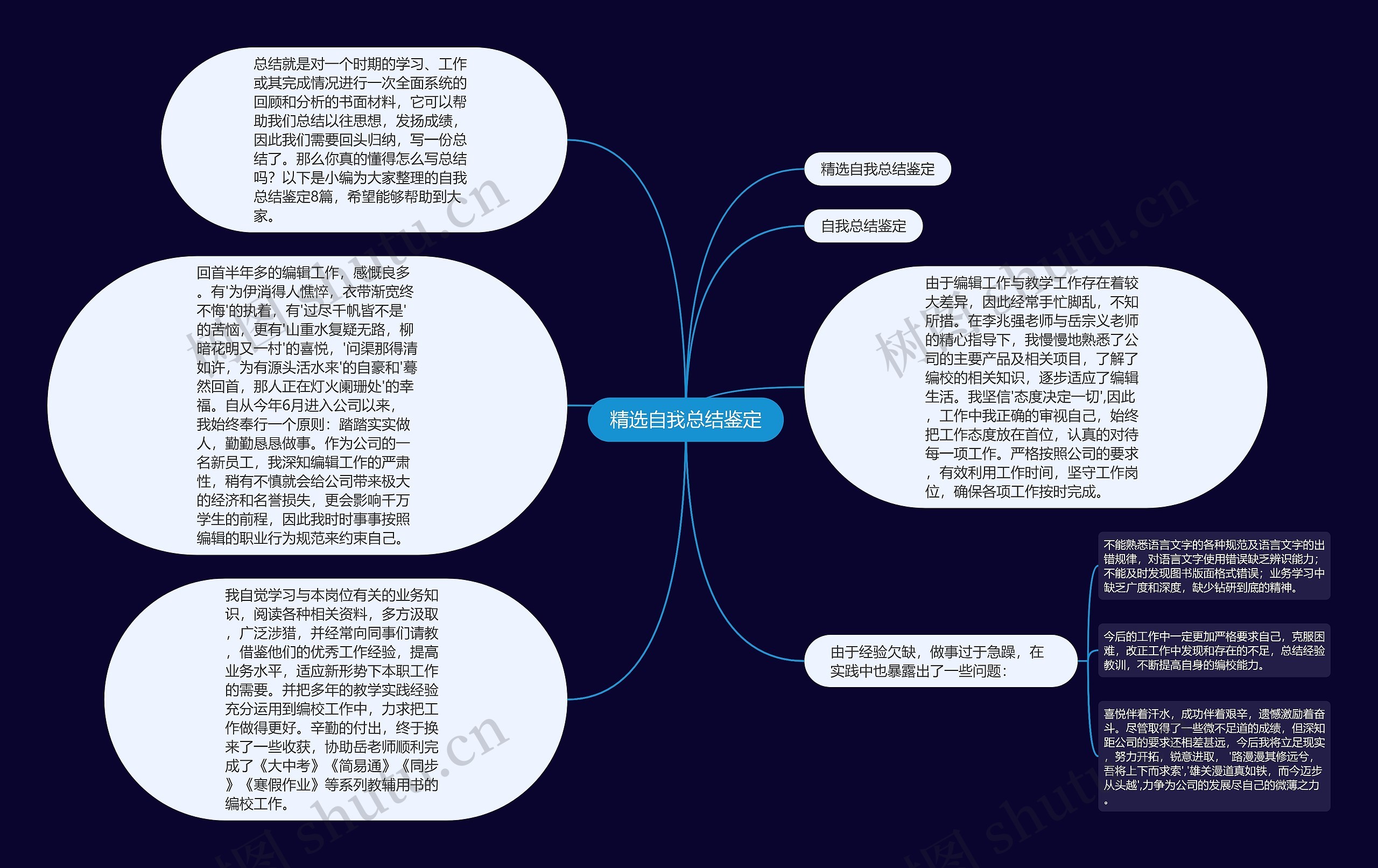 精选自我总结鉴定思维导图